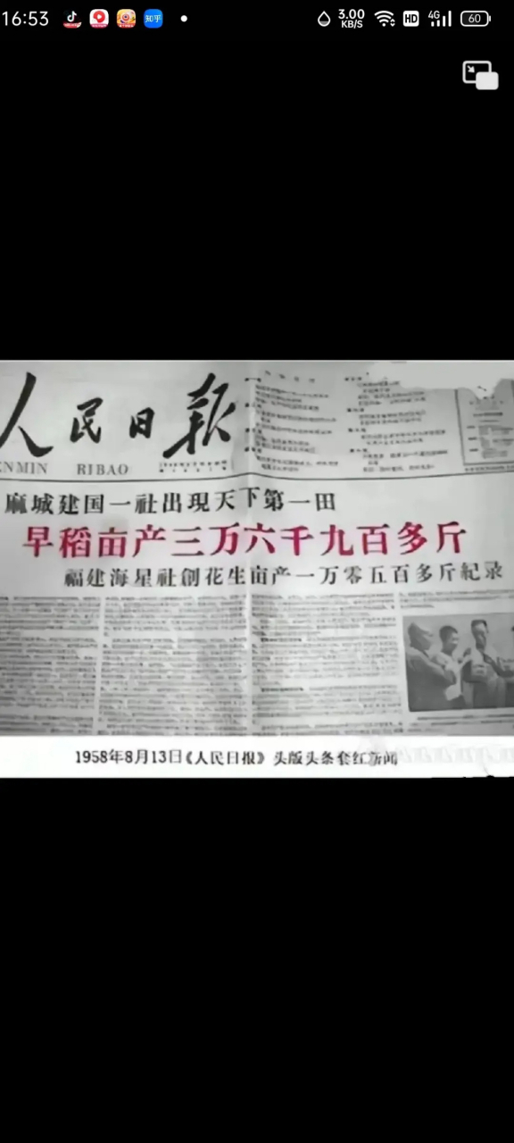 那时候的水稻产量真的太高了～ 竟然达到亩产三万六千九百多斤!