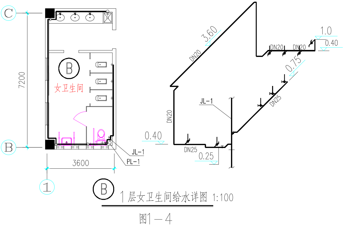 建筑给水系统卫生间管道识图三步法