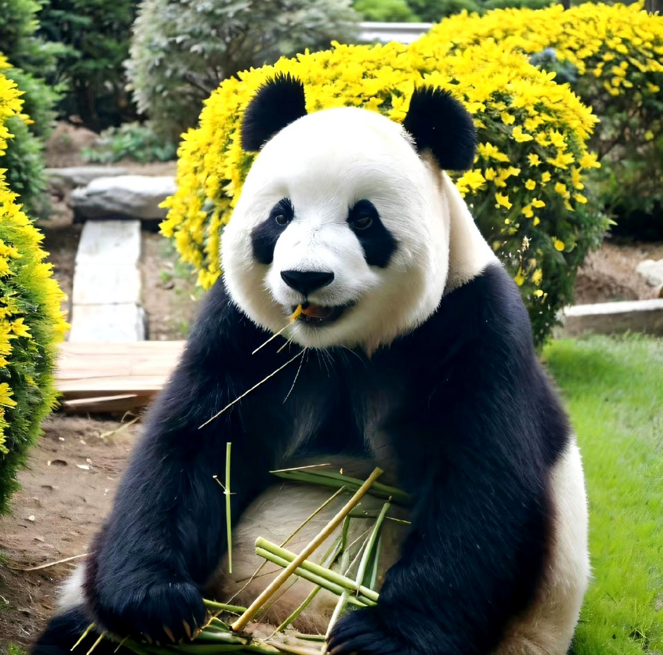 萌妹熊猫飞云甜美的笑容,笑起来多招人喜欢呀,糖分超标了!