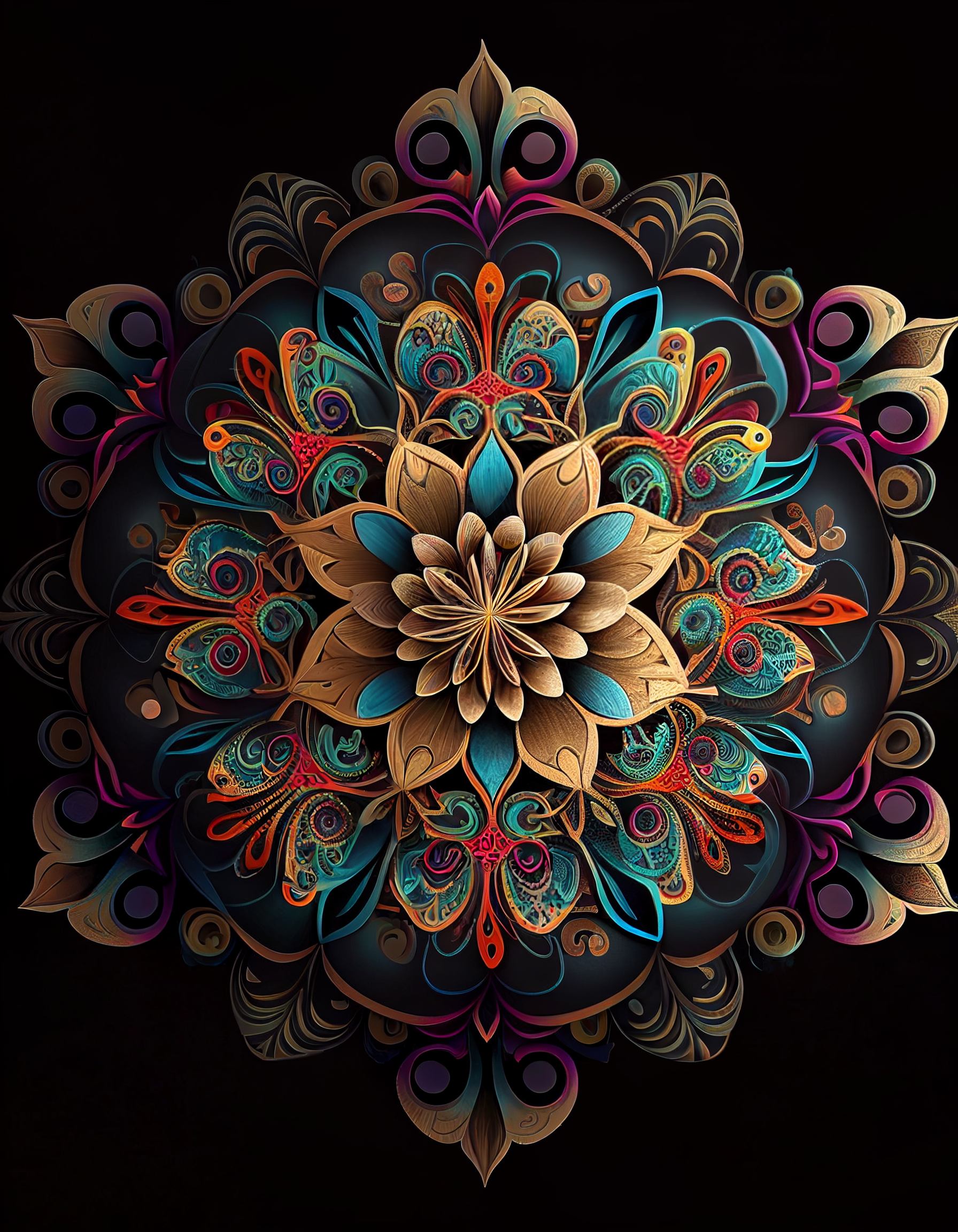 3月4日彩色曼陀罗原创精美壁纸