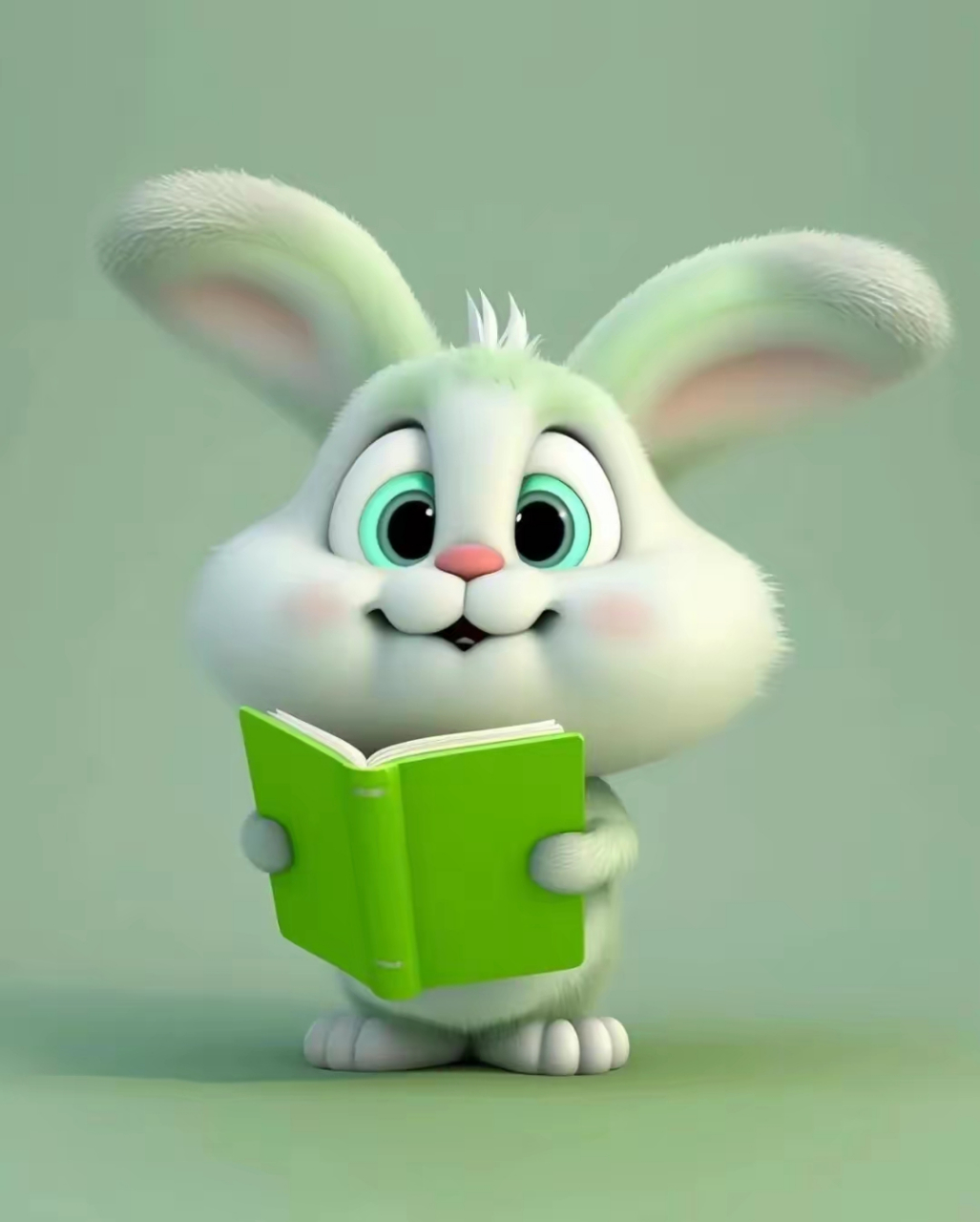 玩转兔年,爱读书的小绿兔