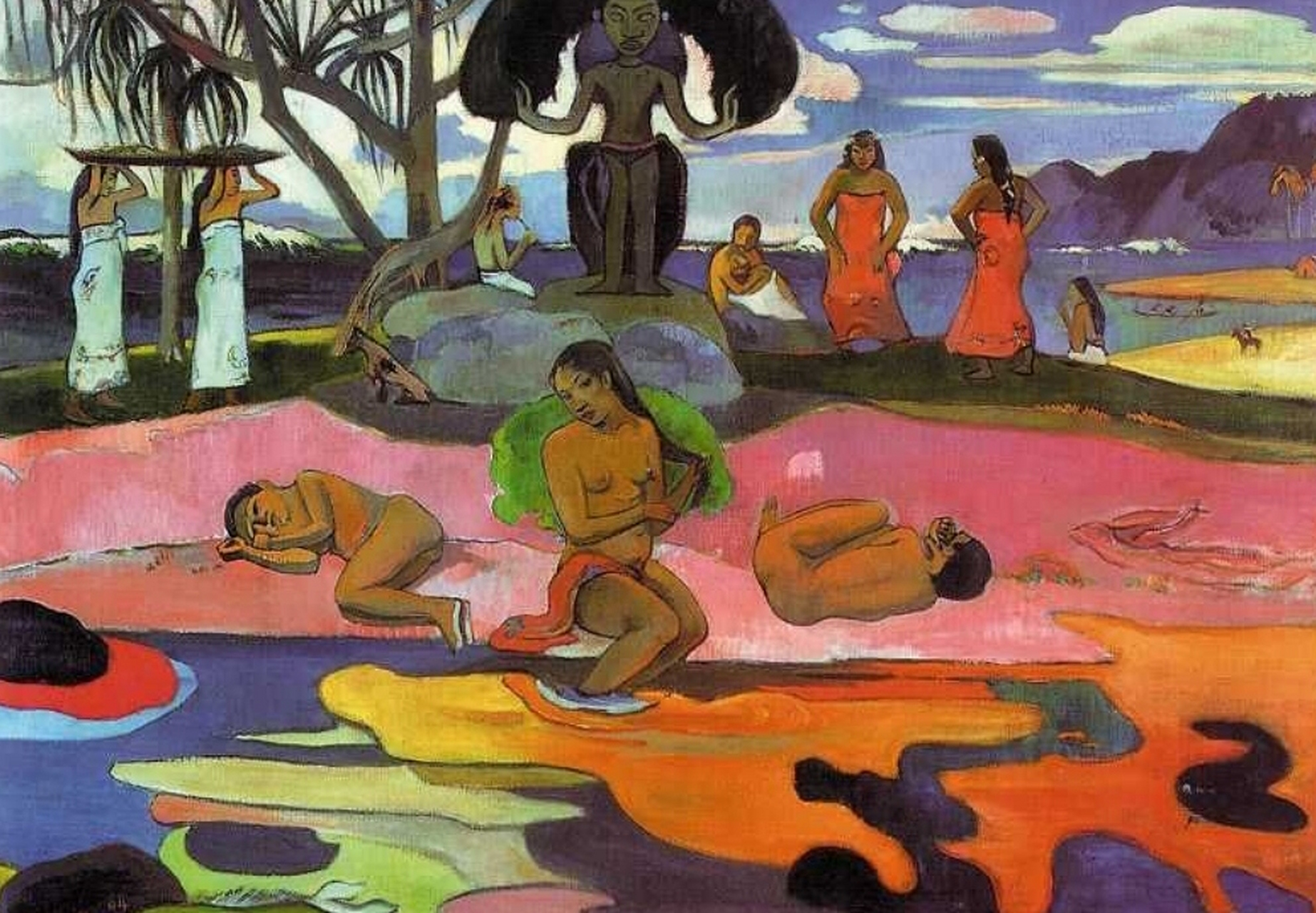 世界名画欣赏(26) 作品:神日  作者:高更 法国  年代:1894年  尺寸