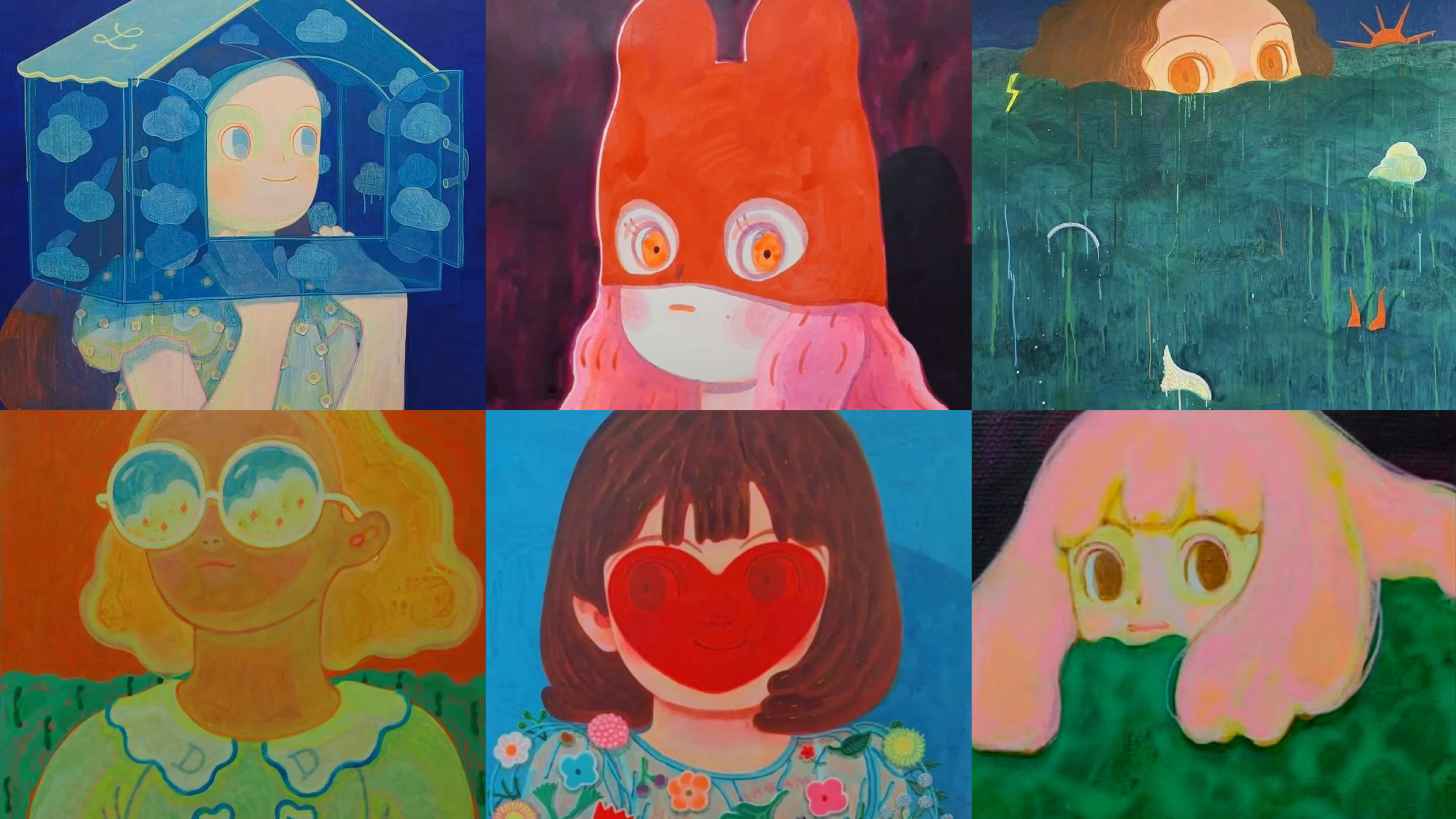 可爱复古风WeChat少女插画头像
