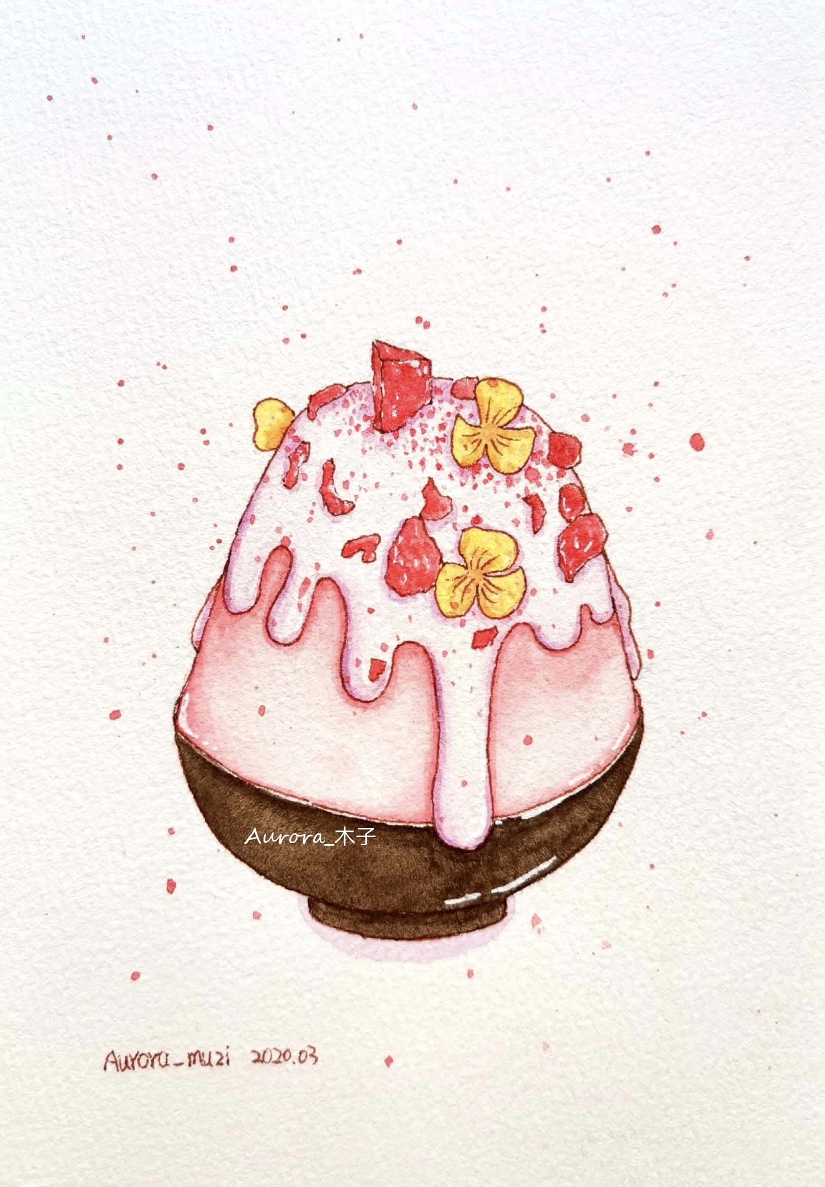 手绘水彩小蛋糕