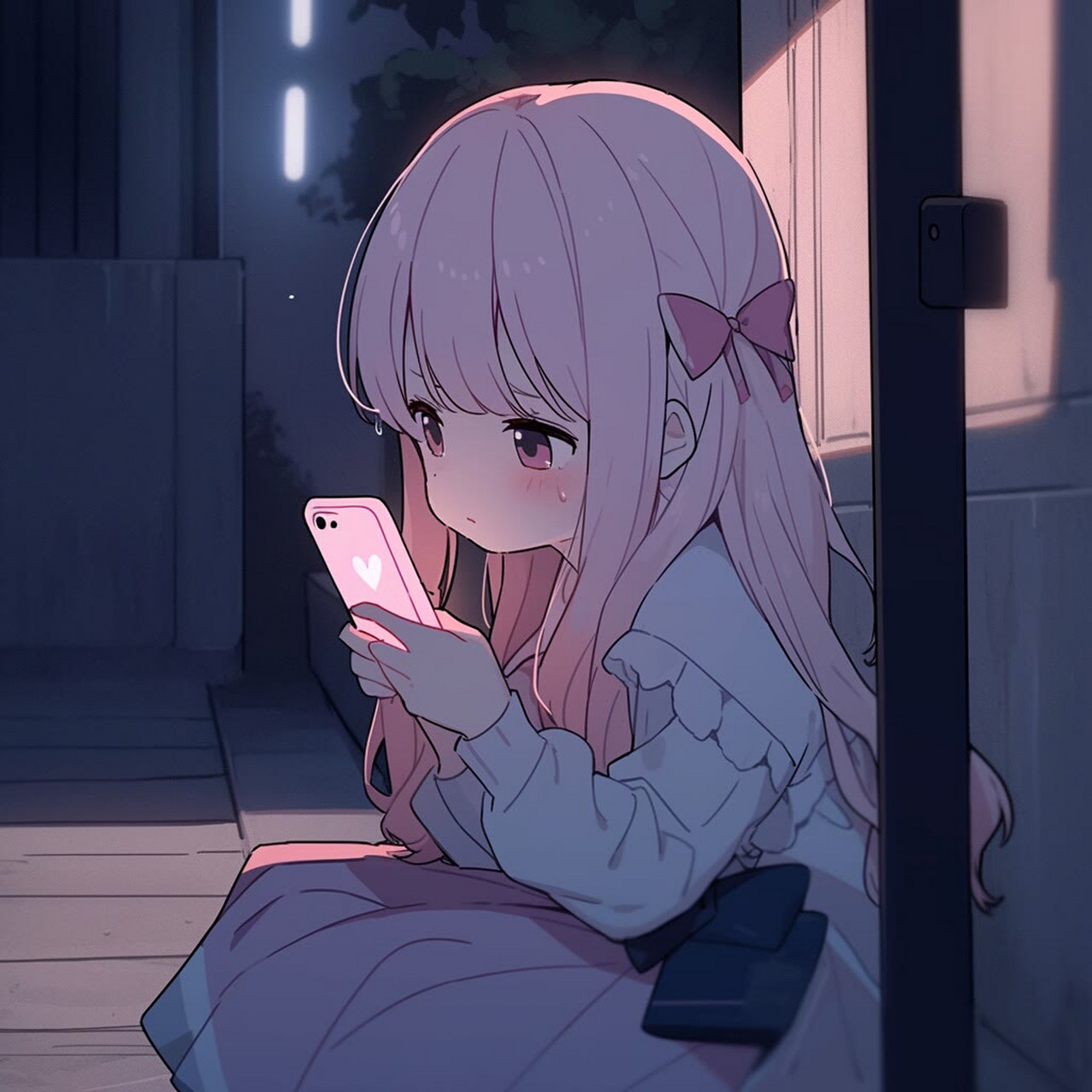 女孩头像:孤独的夜里,独自躲在无人的角落里想念你.#头像# #微信头像