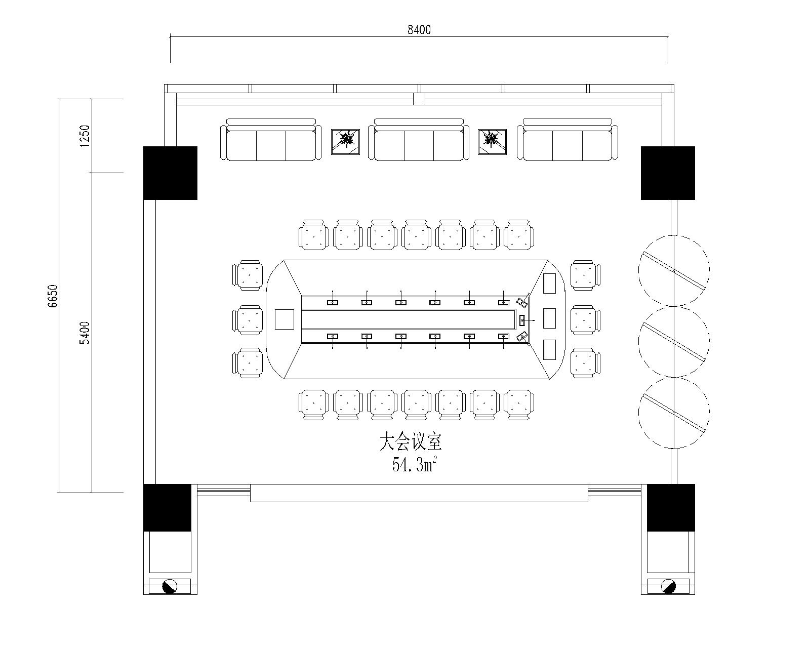 50人会议室平面图图片