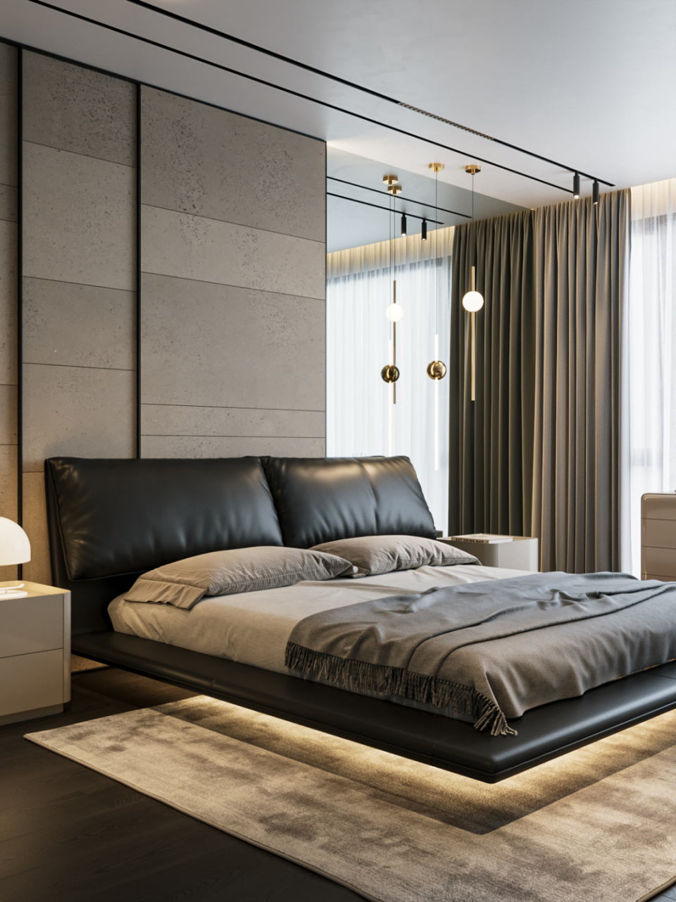 大象耳朵悬浮真皮床现代简约1.