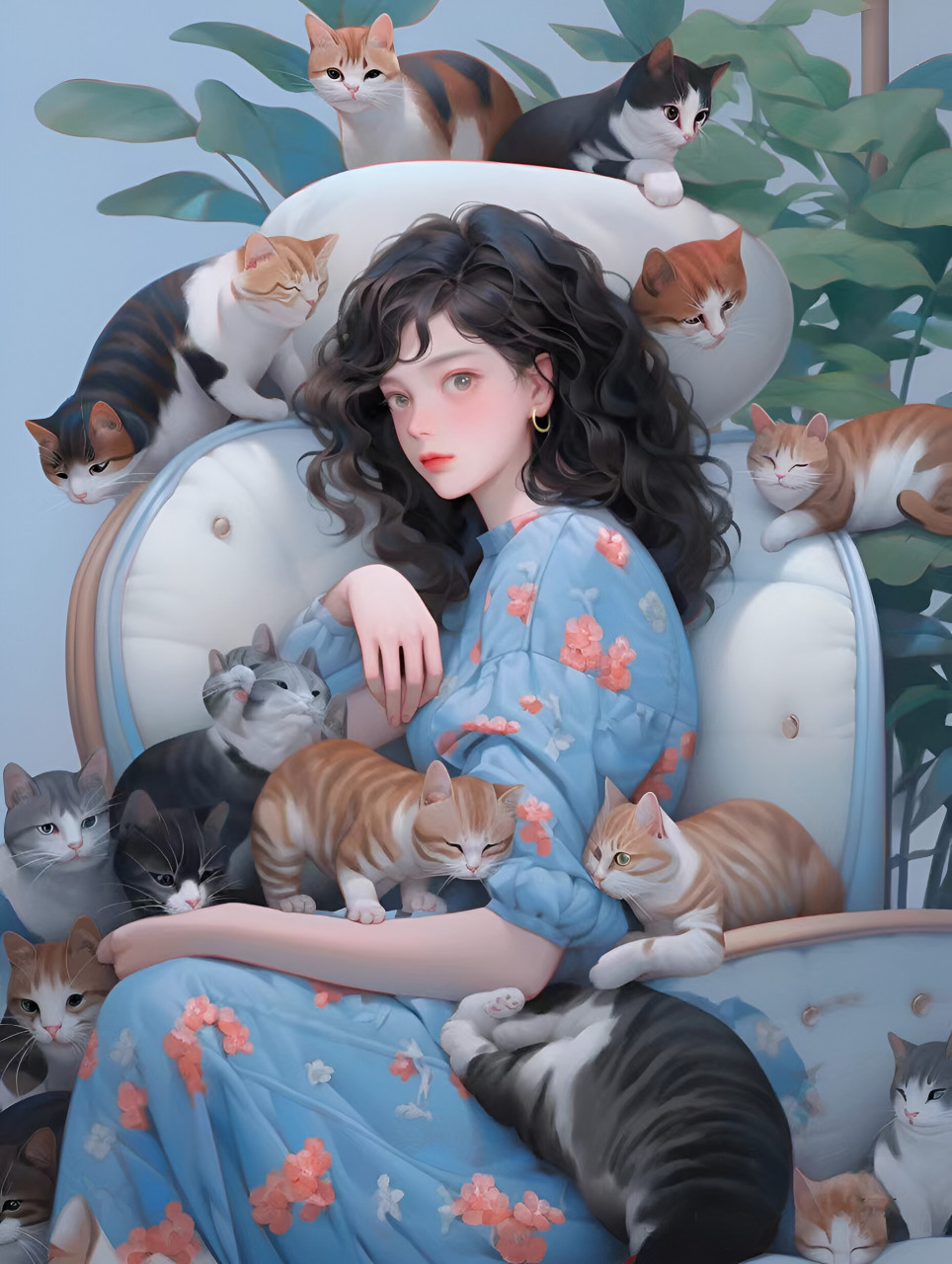 少女与猫咪 #二次元# #ai共创计划# #ai绘画