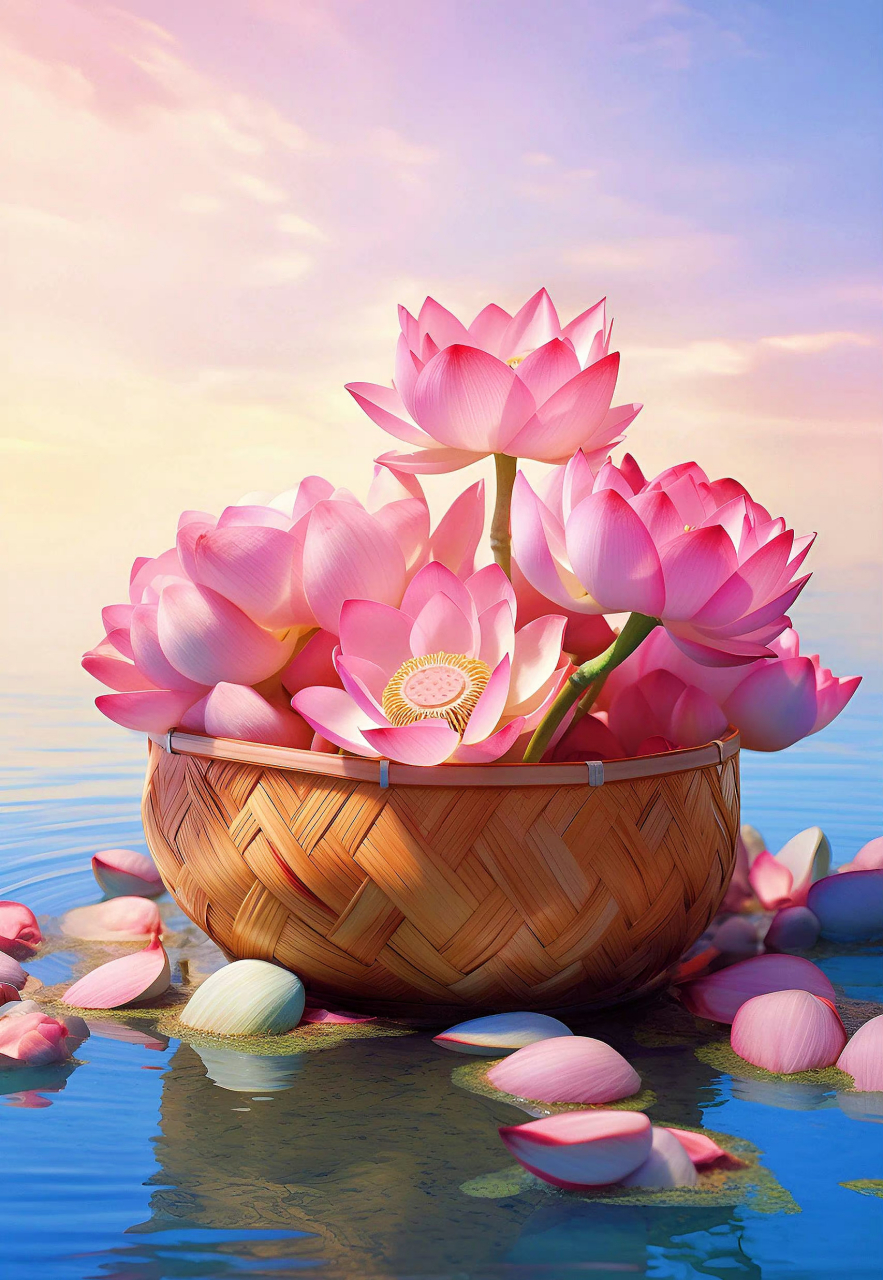 " 荷花盛开,满池莲蓬.荷花绽尽睡姿幽, 柳色依依媚态柔.
