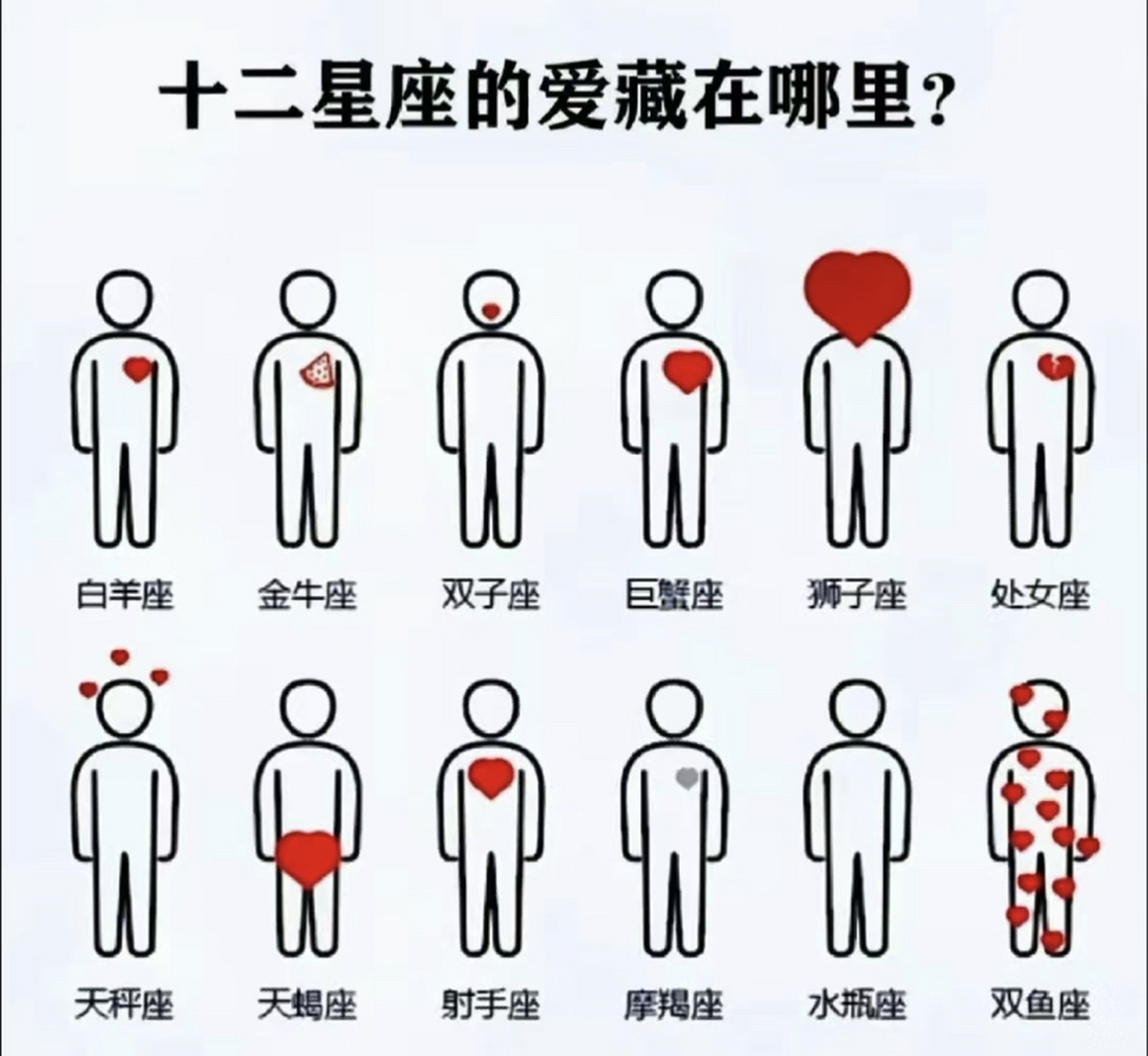 12星座爱心位置图图片