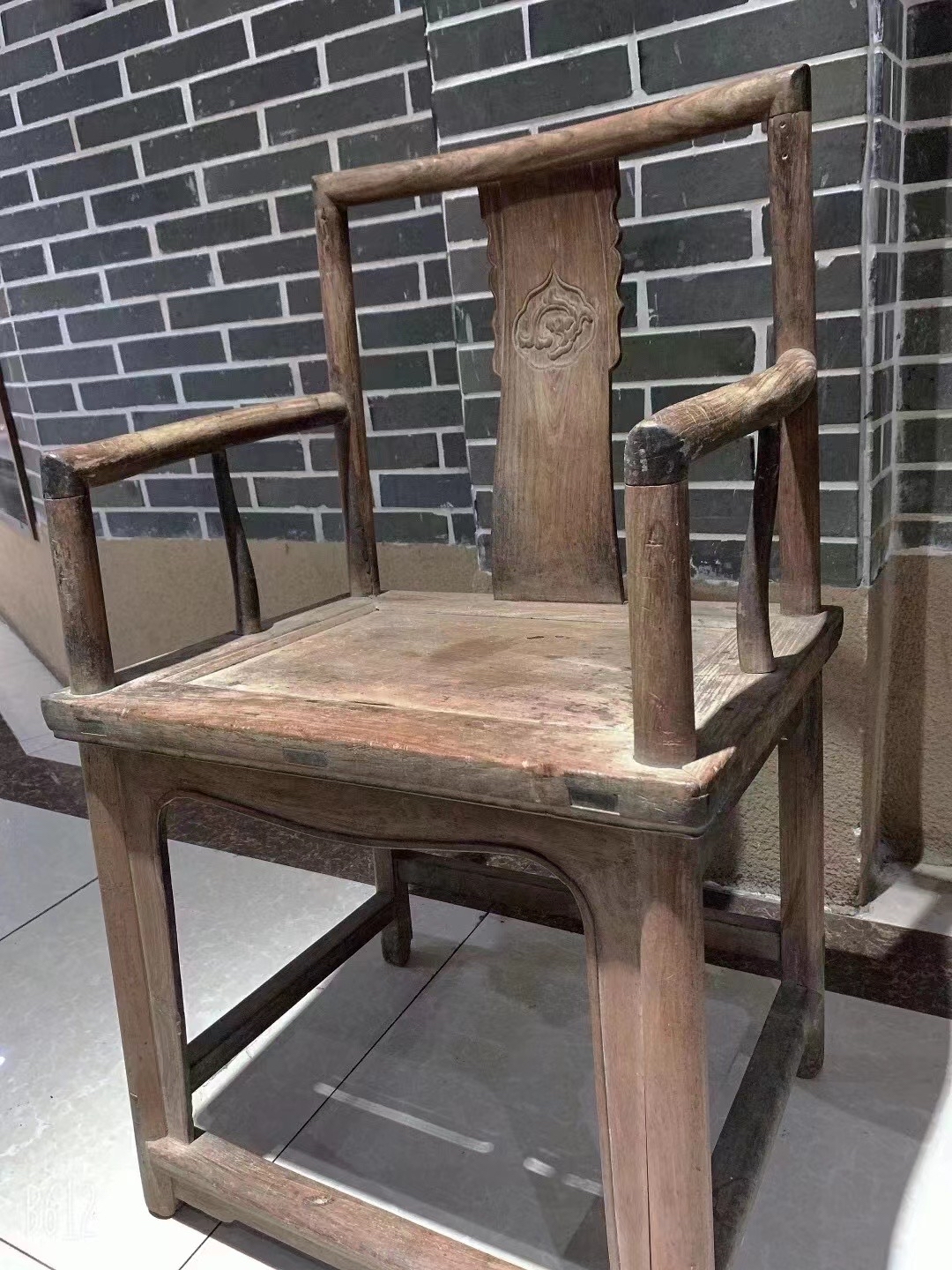 海南黄花梨古董老物件官帽椅 高89,面板长43.5,宽43.5cm