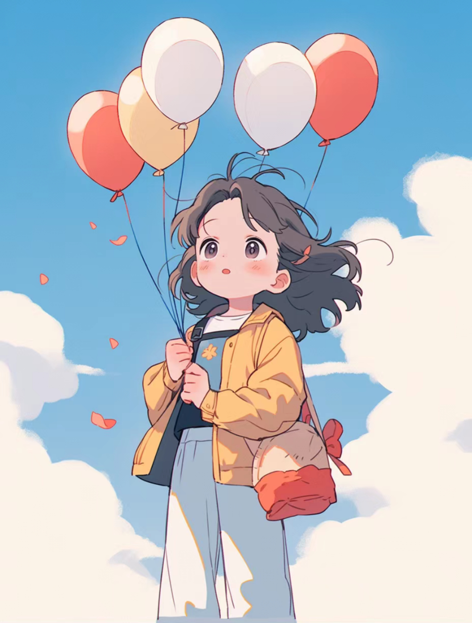 很阳光的女生头像|天空气球|可爱浪漫  转自冬凌草呀#二次元# #漫画