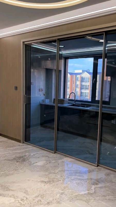 吊轨推拉门 四联动吊轨推拉门安装效果 请供参考-度小视