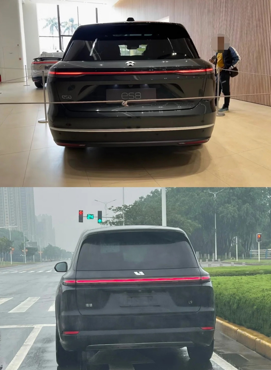 理想l9和蔚来es8是各自品牌的最顶车型,都采用了贯穿式尾灯,车友们