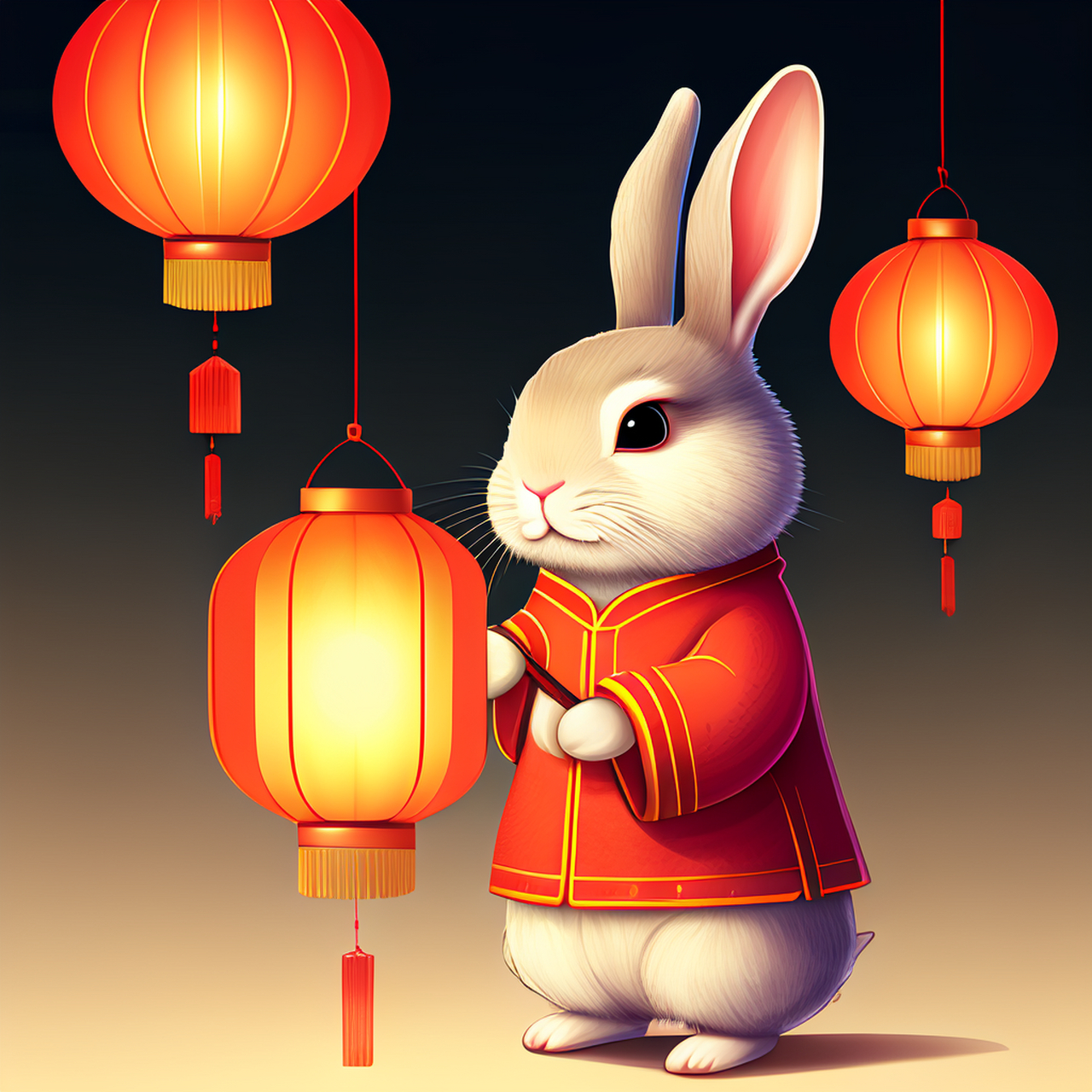 百度ai绘图:小兔子打灯笼96 画的太棒了,兔兔惟妙惟肖!