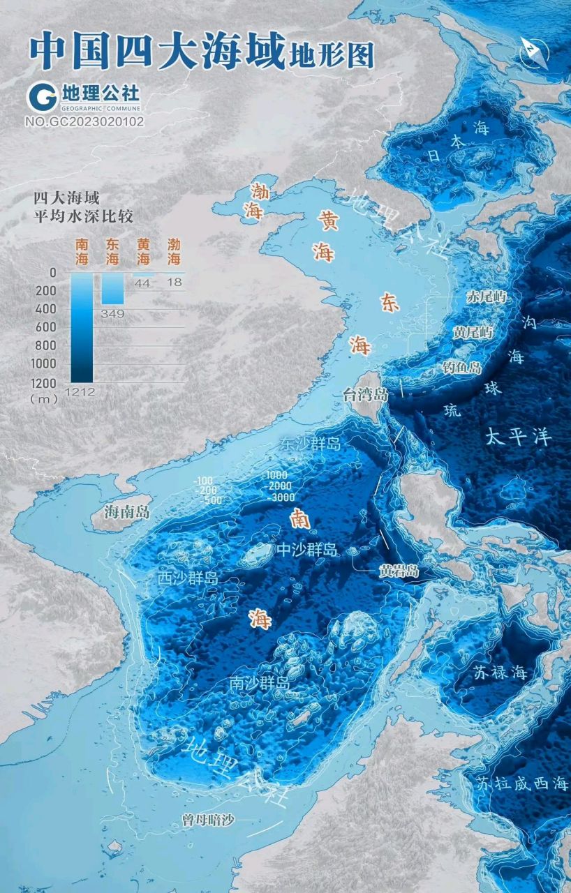 我国四大海域地图图片