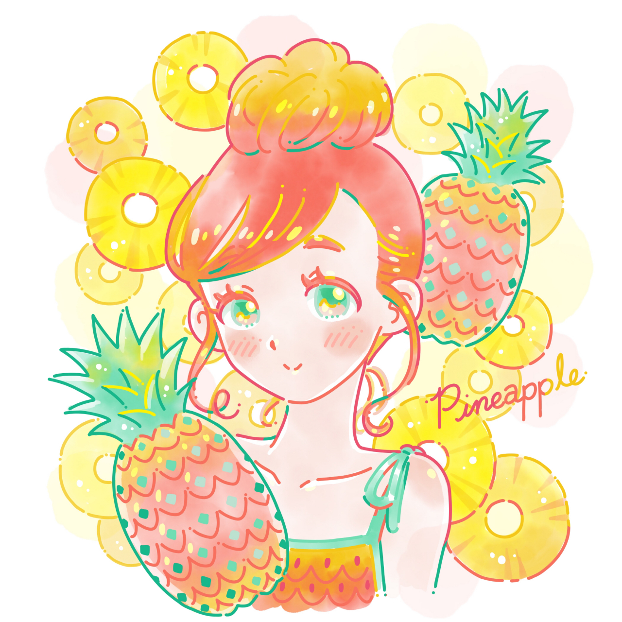 水果女孩91  画师:hiroko #q版# #q版# #插画