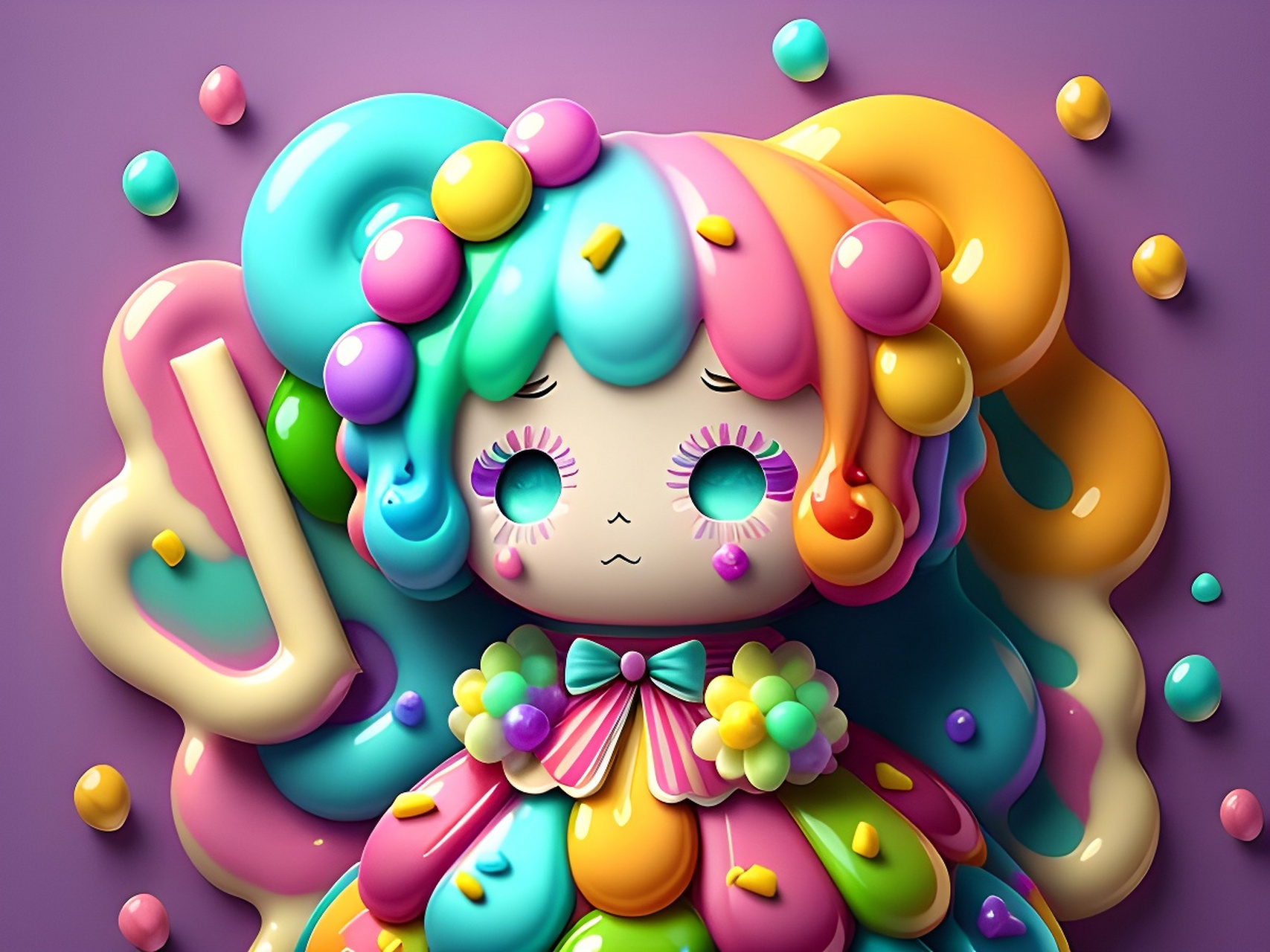 糖果娃娃壁纸[比心][比心] #糖果# #二次元美图#  #百度ai绘图黑科技