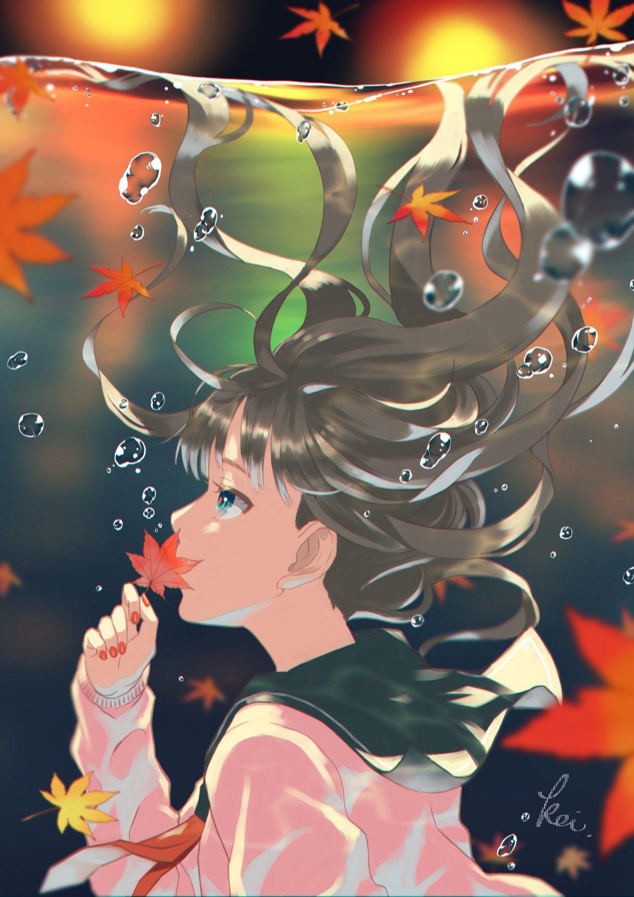 动漫美图:苍蓝的世界,水中插画特辑