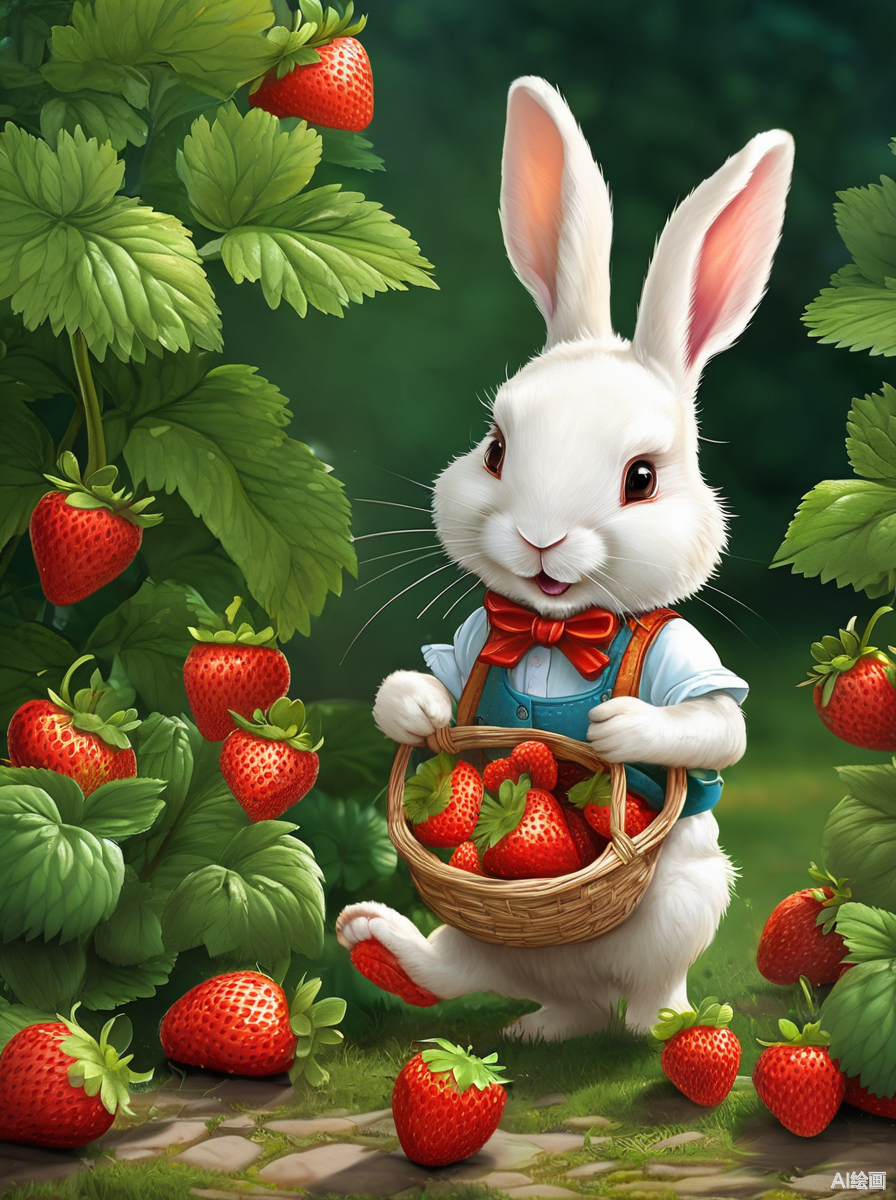 三只小兔子的草莓创意大赛:友谊,挑战与美味共舞!