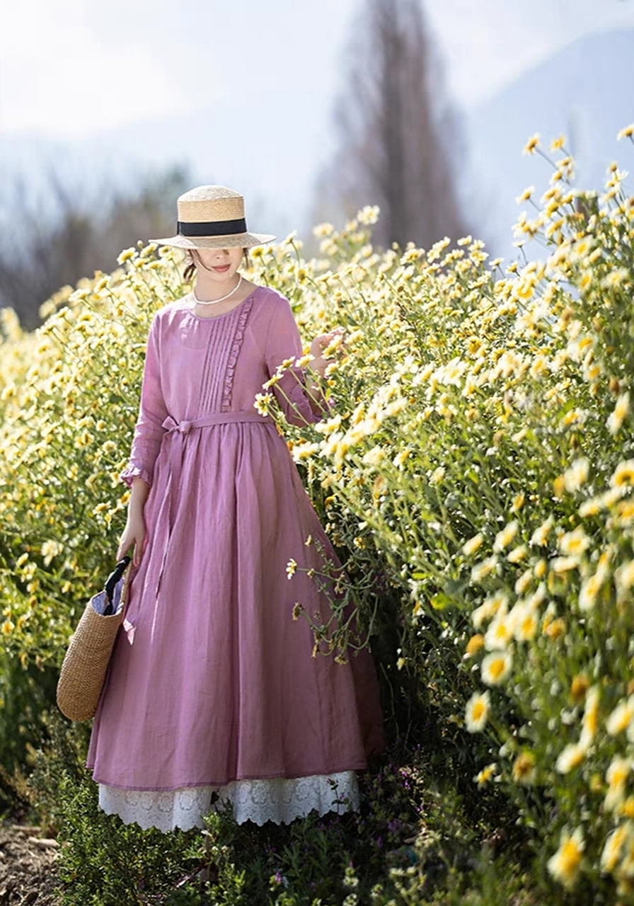 讲给风听 这条藕荷色连衣裙很美 起风吧!