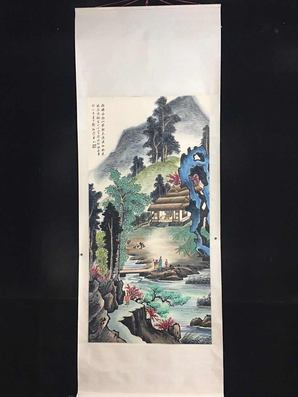 四尺中堂画  钱松岩山水画,纯手绘  一图—物 裱好尺寸  高*宽197cm*