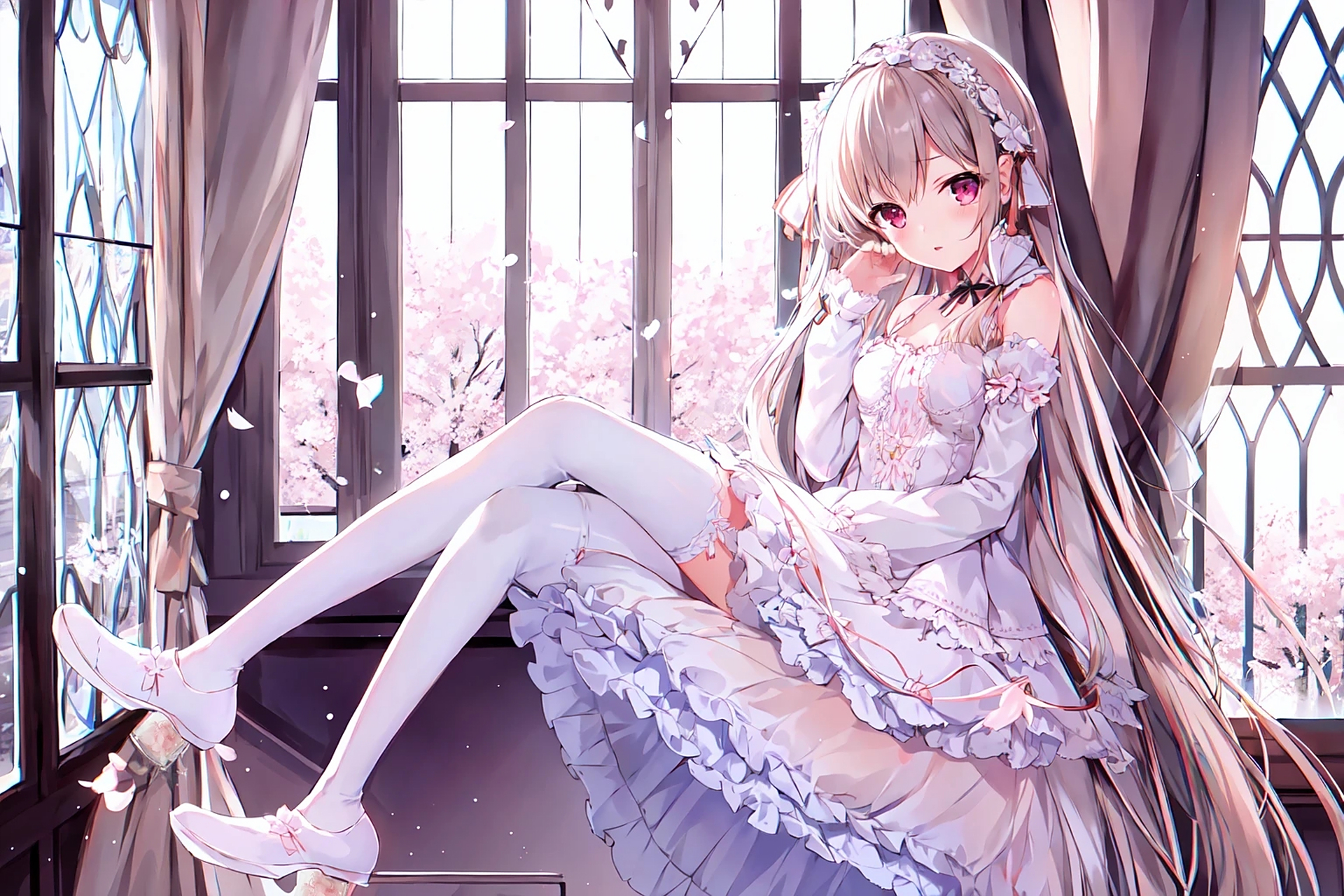 #二次元# 白丝,花嫁,美少女,世界上真的存在如此美好的事物吗[温暖]