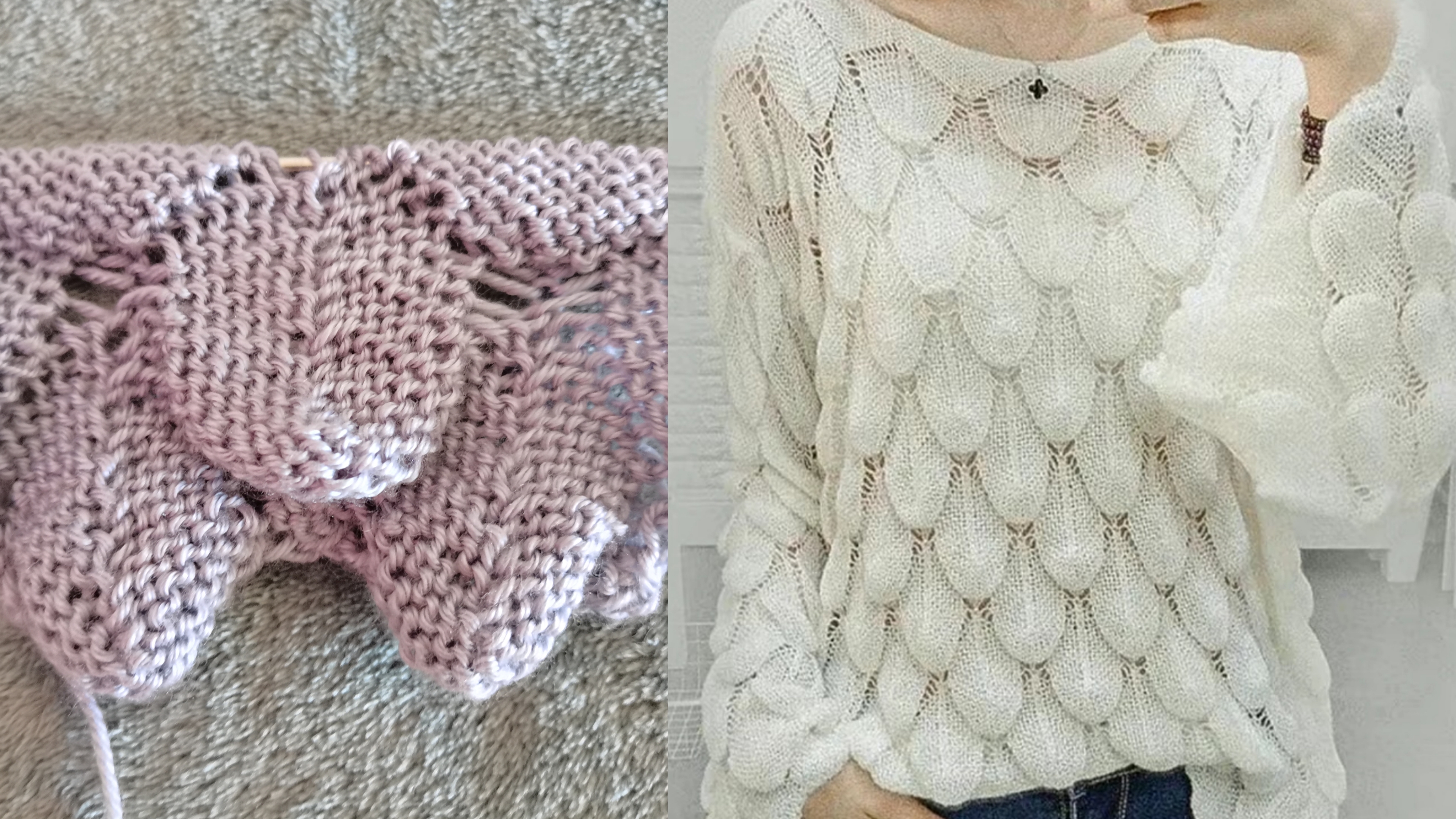 独特的鱼鳞花,漂亮的美人鱼毛衣