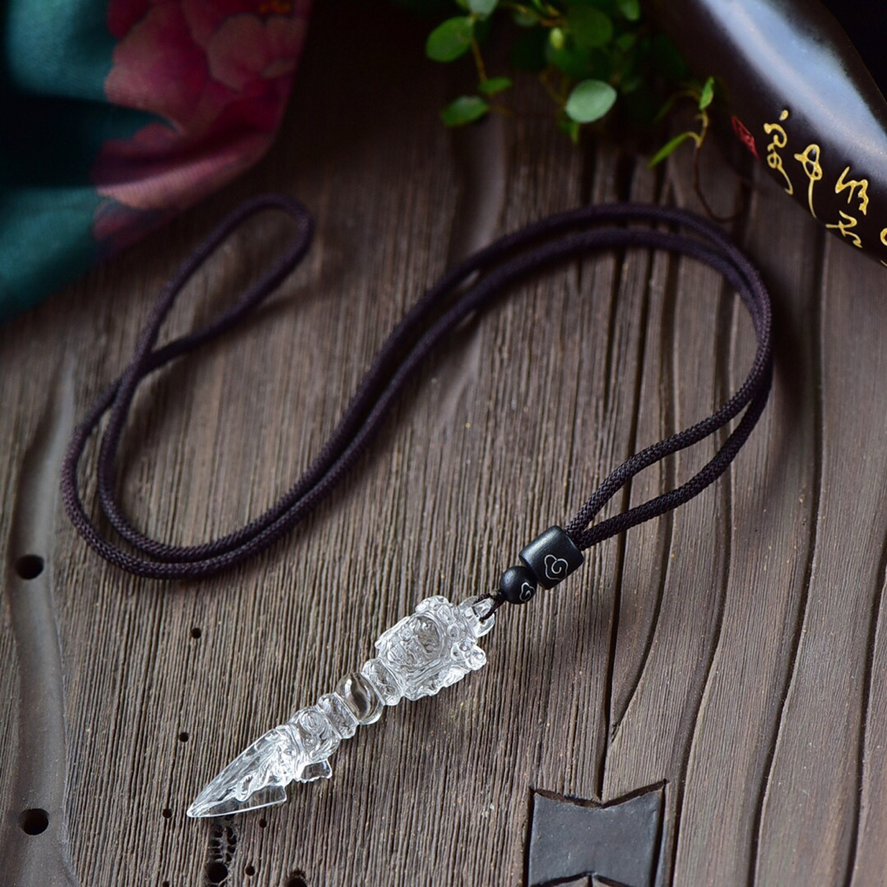 天然白水晶精雕金刚降魔杵摆件 又称普巴杵#普巴杵