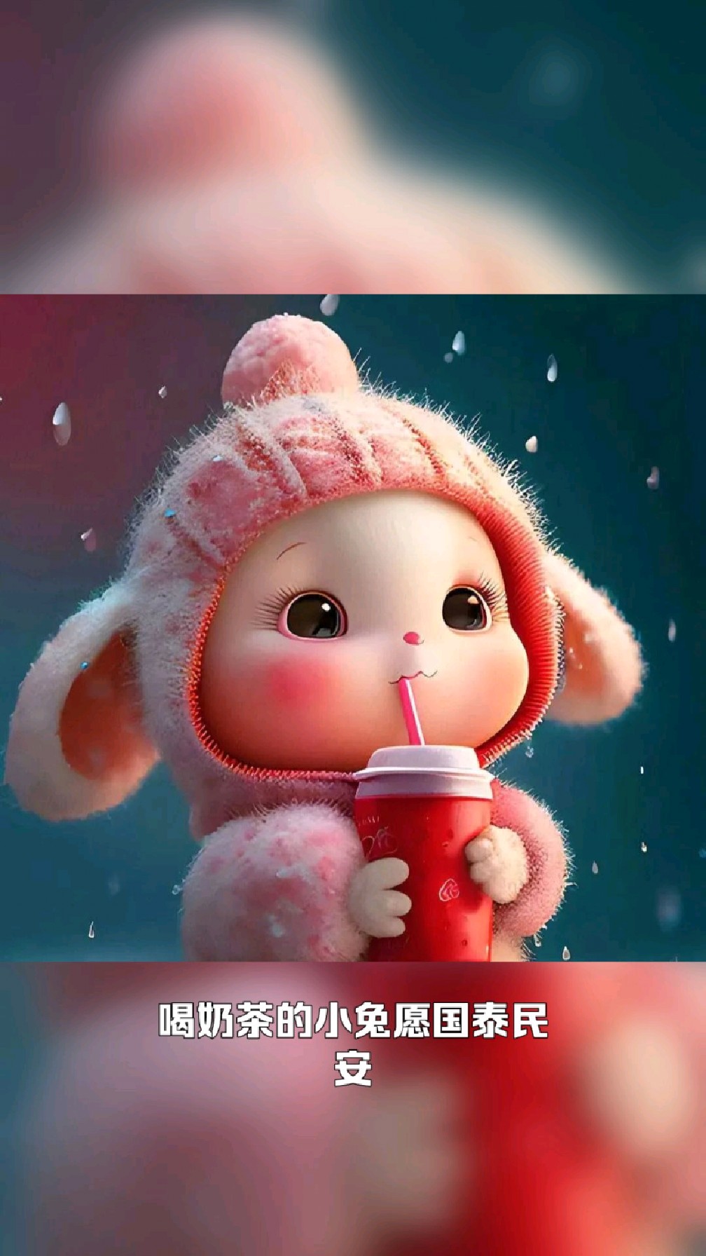 喝奶茶的小兔愿经济繁荣,人潮涌动-度小视
