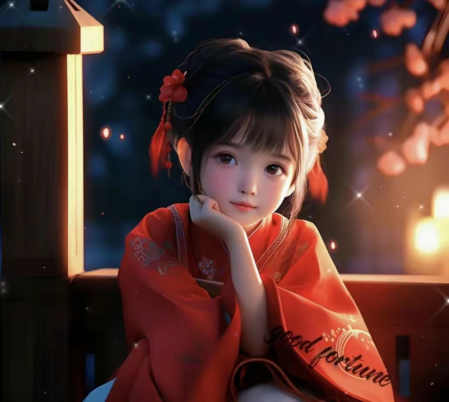 红衣女生头像～花季的少女,在阳光下灿烂微笑