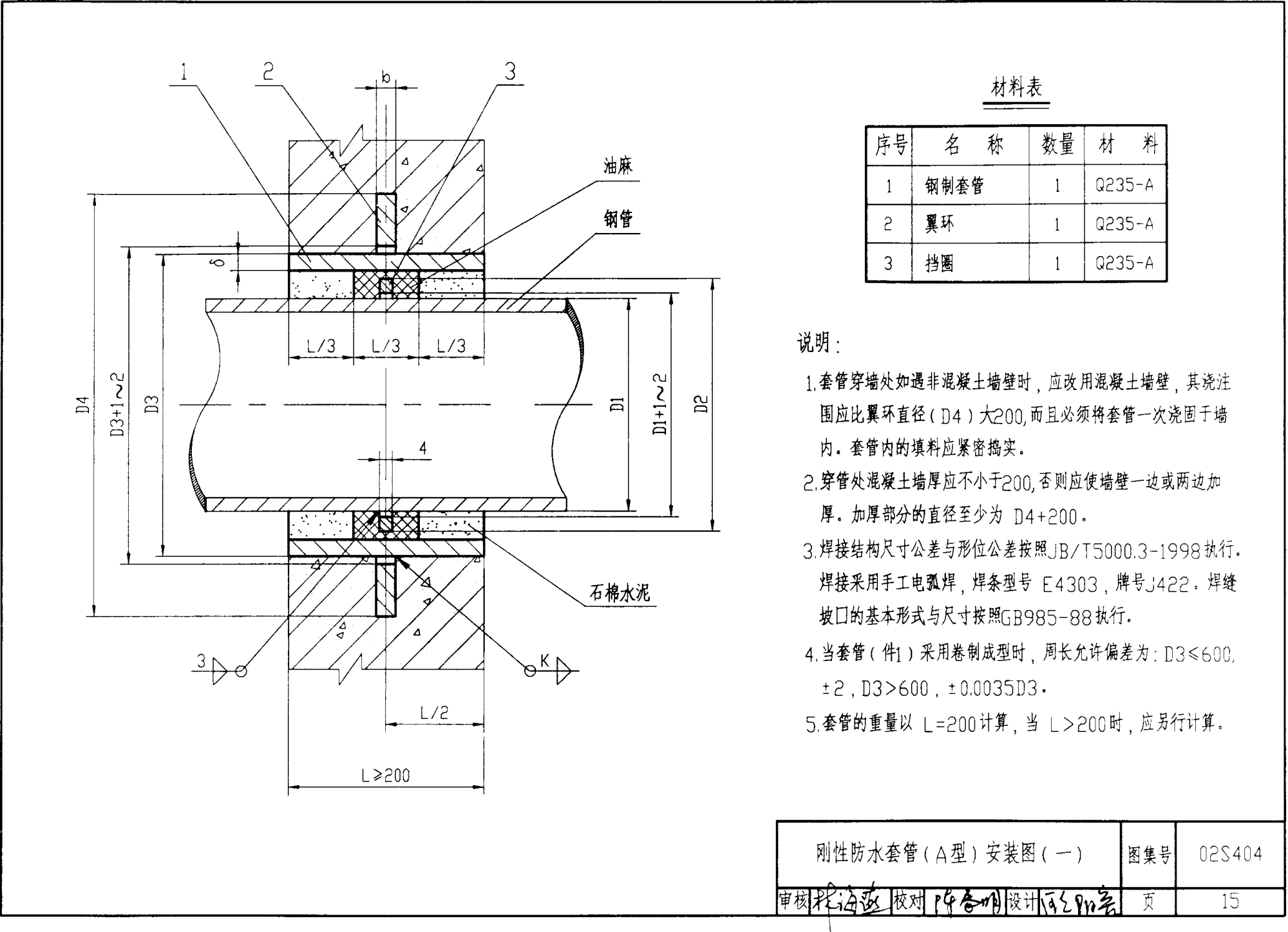 柔性防水套管的浇筑和预埋安装