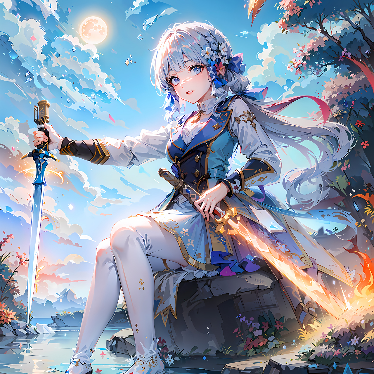 右手冰霜剑,左手火焰剑,旅行者,我厉害吗?