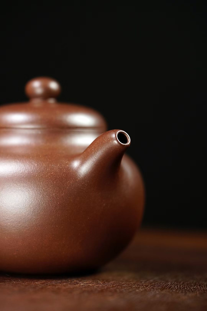 储俊伟 全手作品  柿圆壶 300cc  光素经典 陈腐老紫泥92#宜兴紫砂