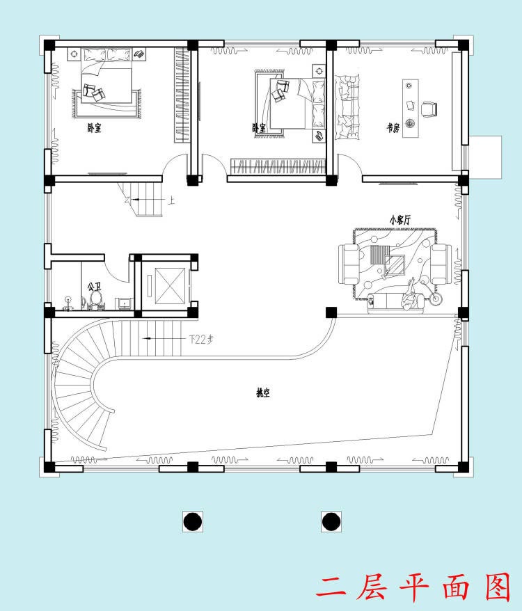 五层自建房别墅,平面布局示意图