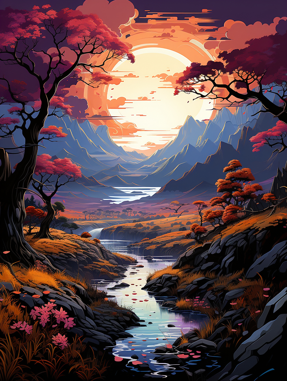 ai作画之古诗"长河渐落晓星沉"#ai绘画# #繁星旅行家