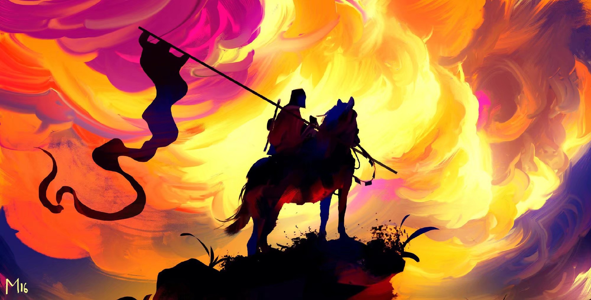 战场,概念插画,在红与黑中看到了悲壮和战血