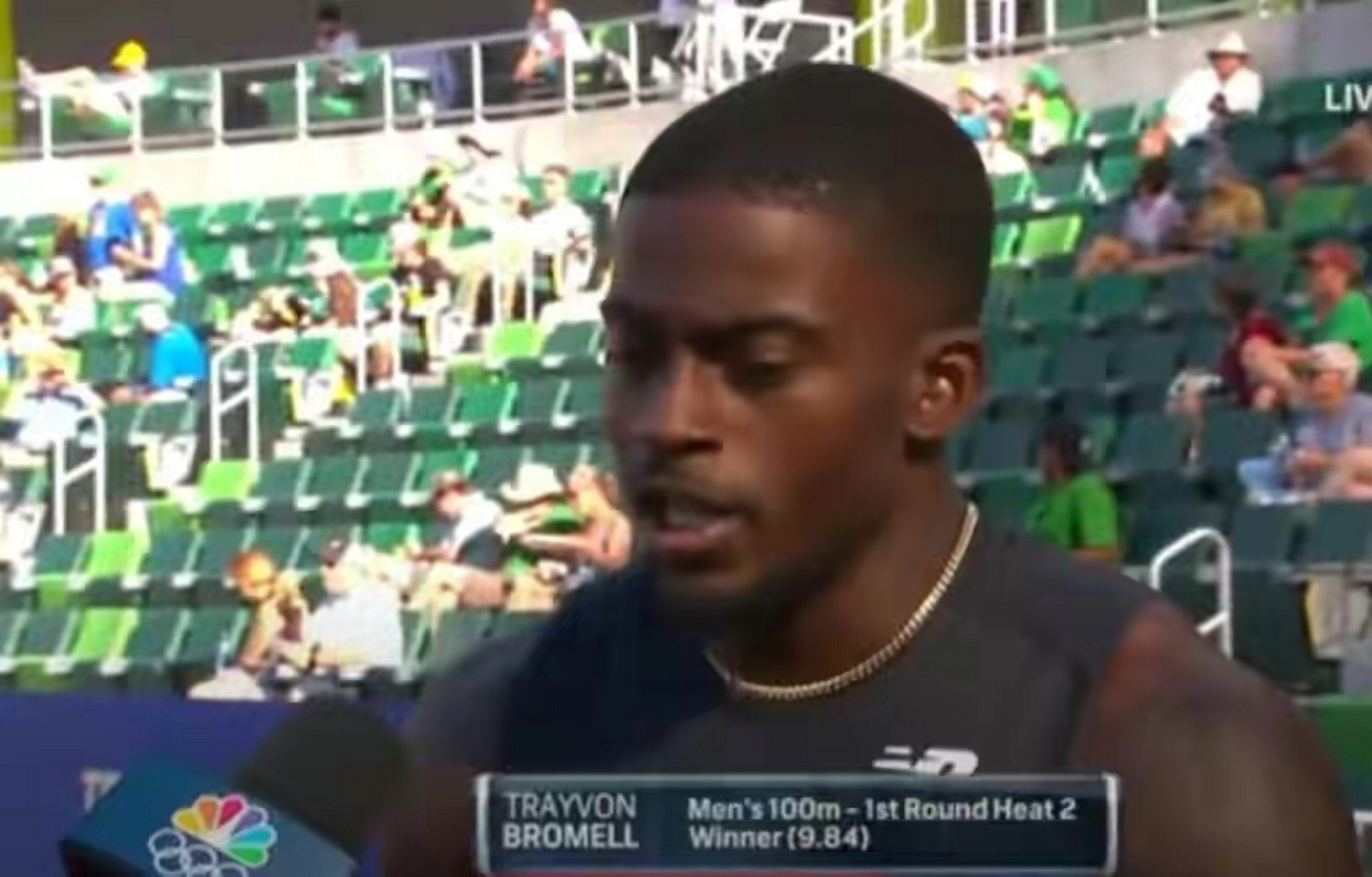 前三破10布罗梅尔9秒84加特林9秒93 美奥运预选赛百米预赛都这么爆!