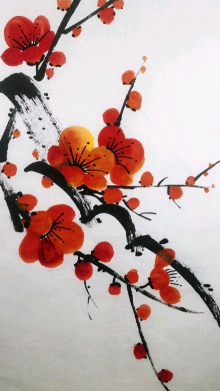 国画,梅花三两朵,简单好画-度小视