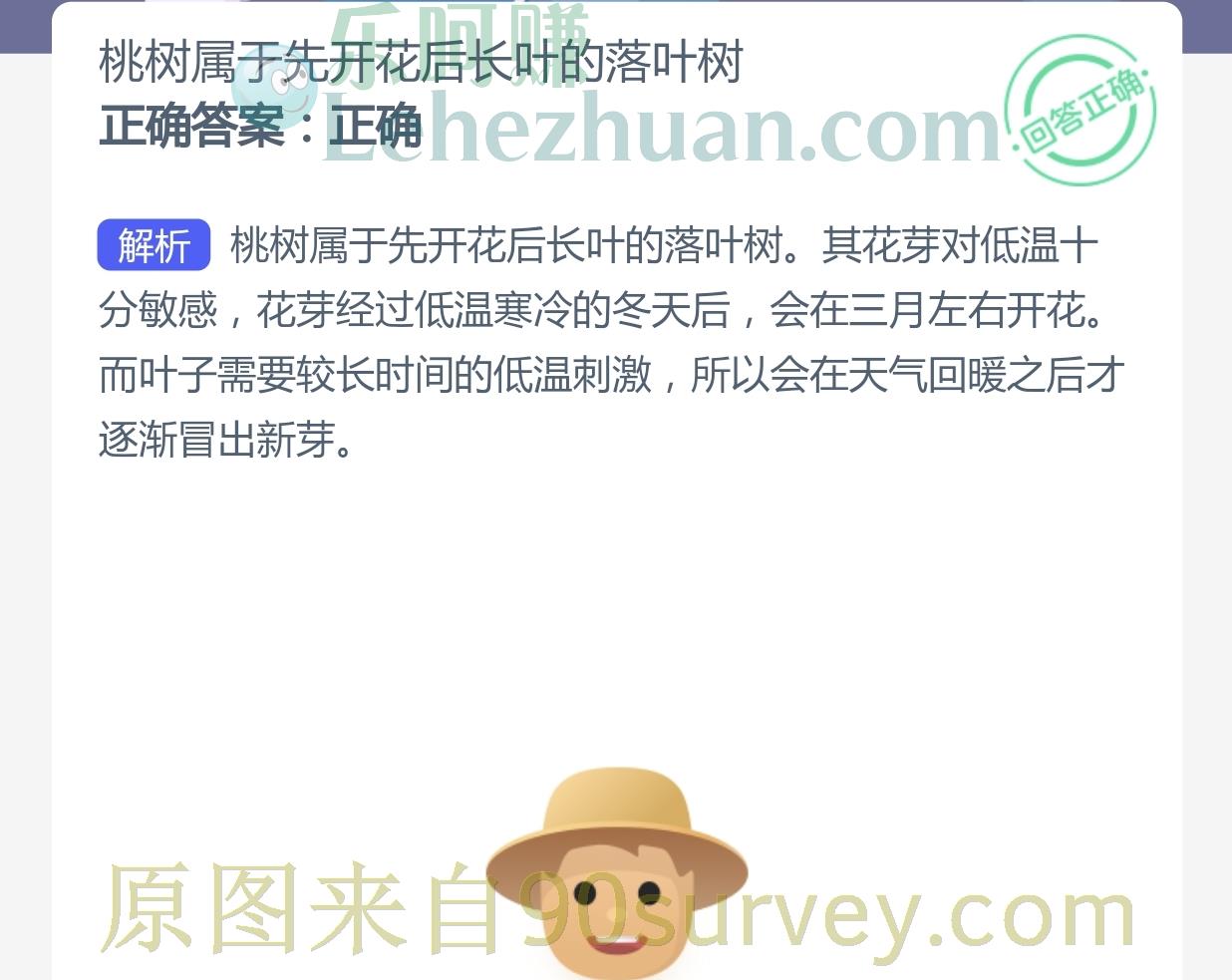 桃树是先开花后长叶的落叶树吗？正确答案：是的