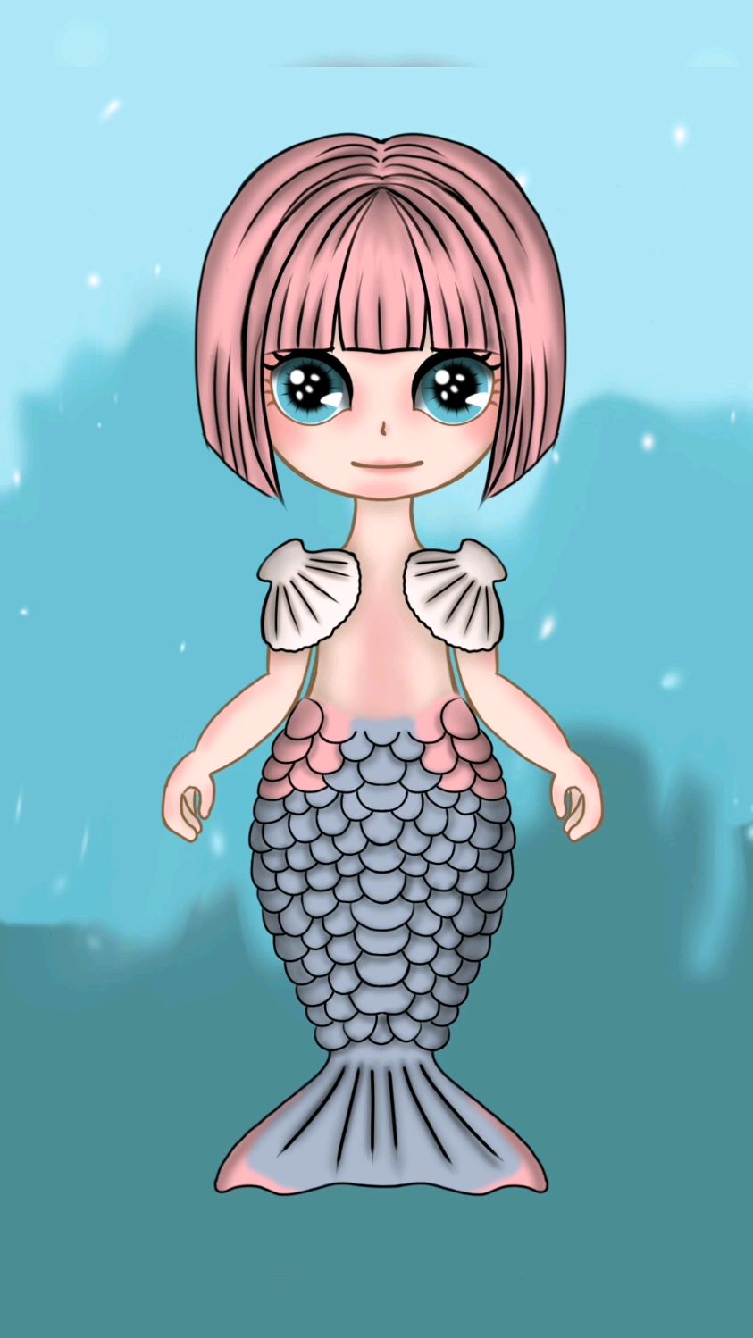海洋馆来了一只小美人鱼!procreate绘画 q版漫画人物-度小视