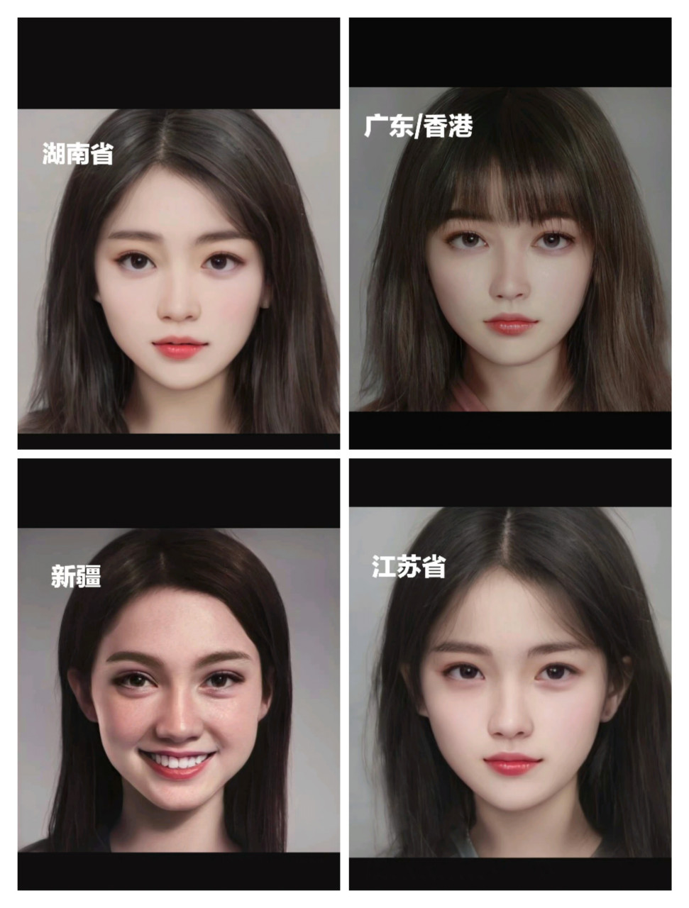 中国各省自治区直辖市美女平均脸!