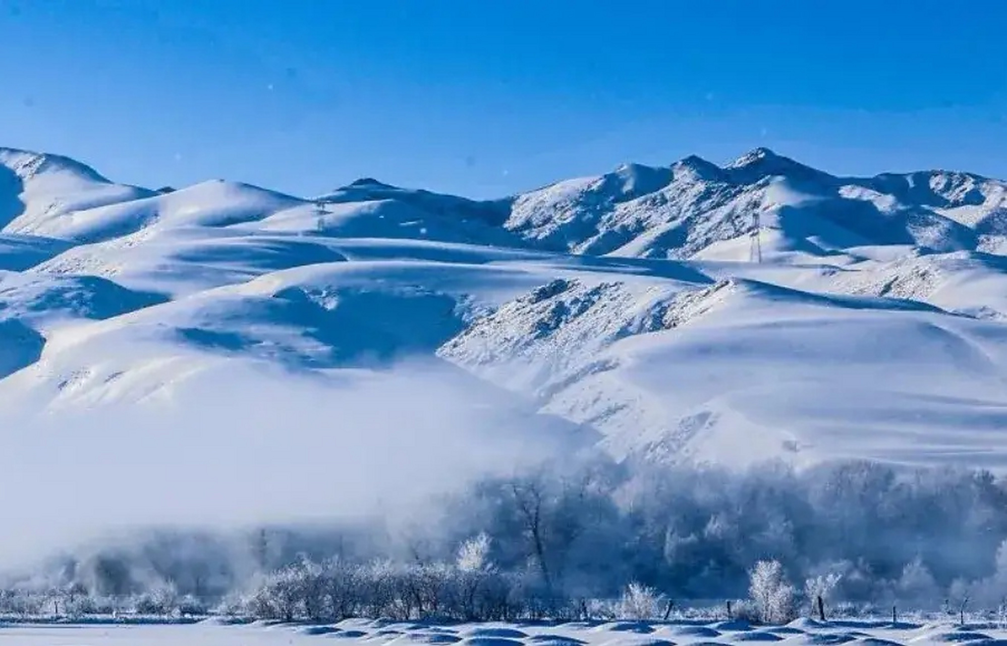 冬天的北国风光,  奇美的雪景,  映衬了冬天的美.