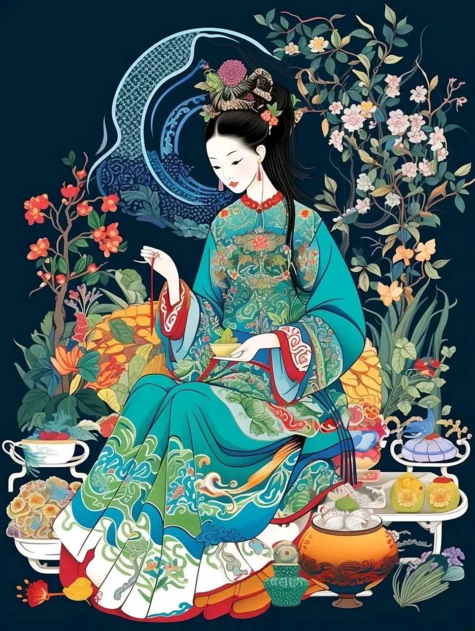古风插画,温柔妖娆,浅香醉人