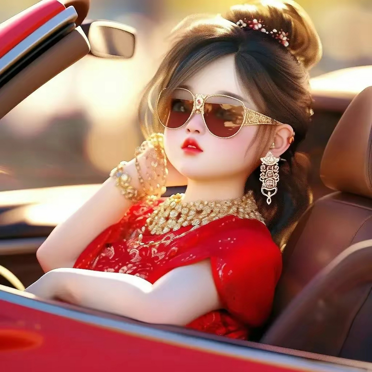 红色头像～穿金戴银的美人头像