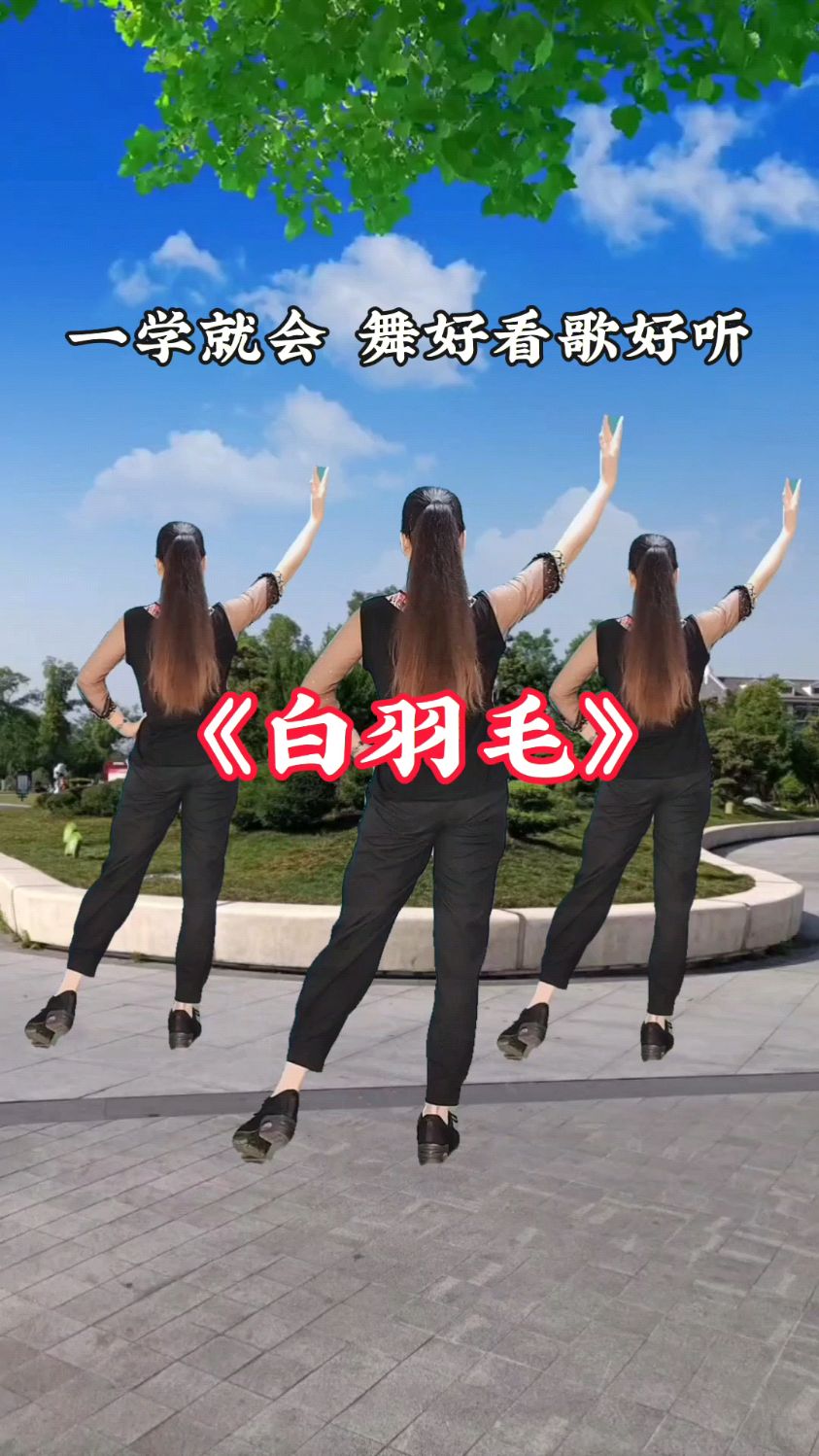广场舞背面分享白羽毛简单大方-度小视