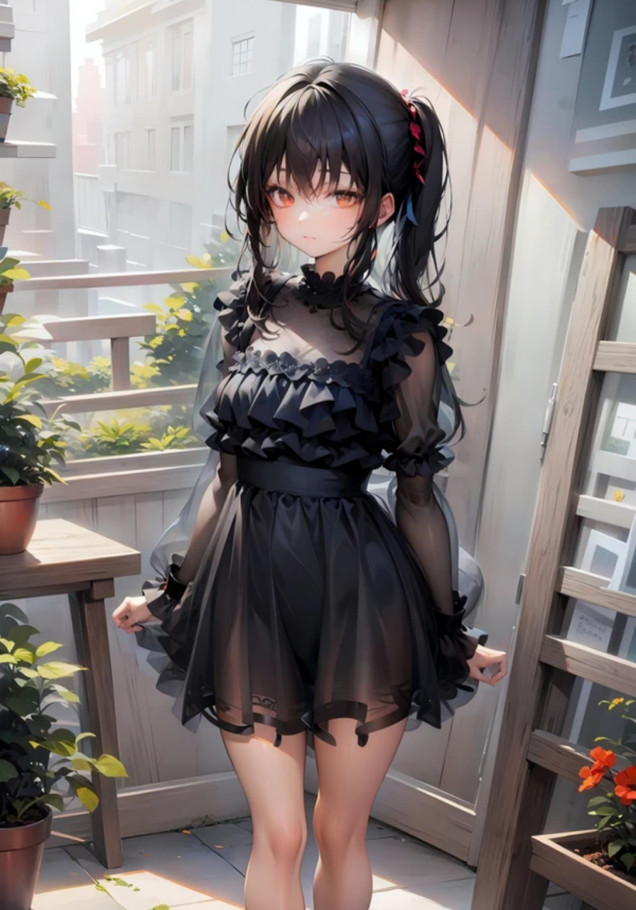 二次元#  胡桃的黑色连衣裙
