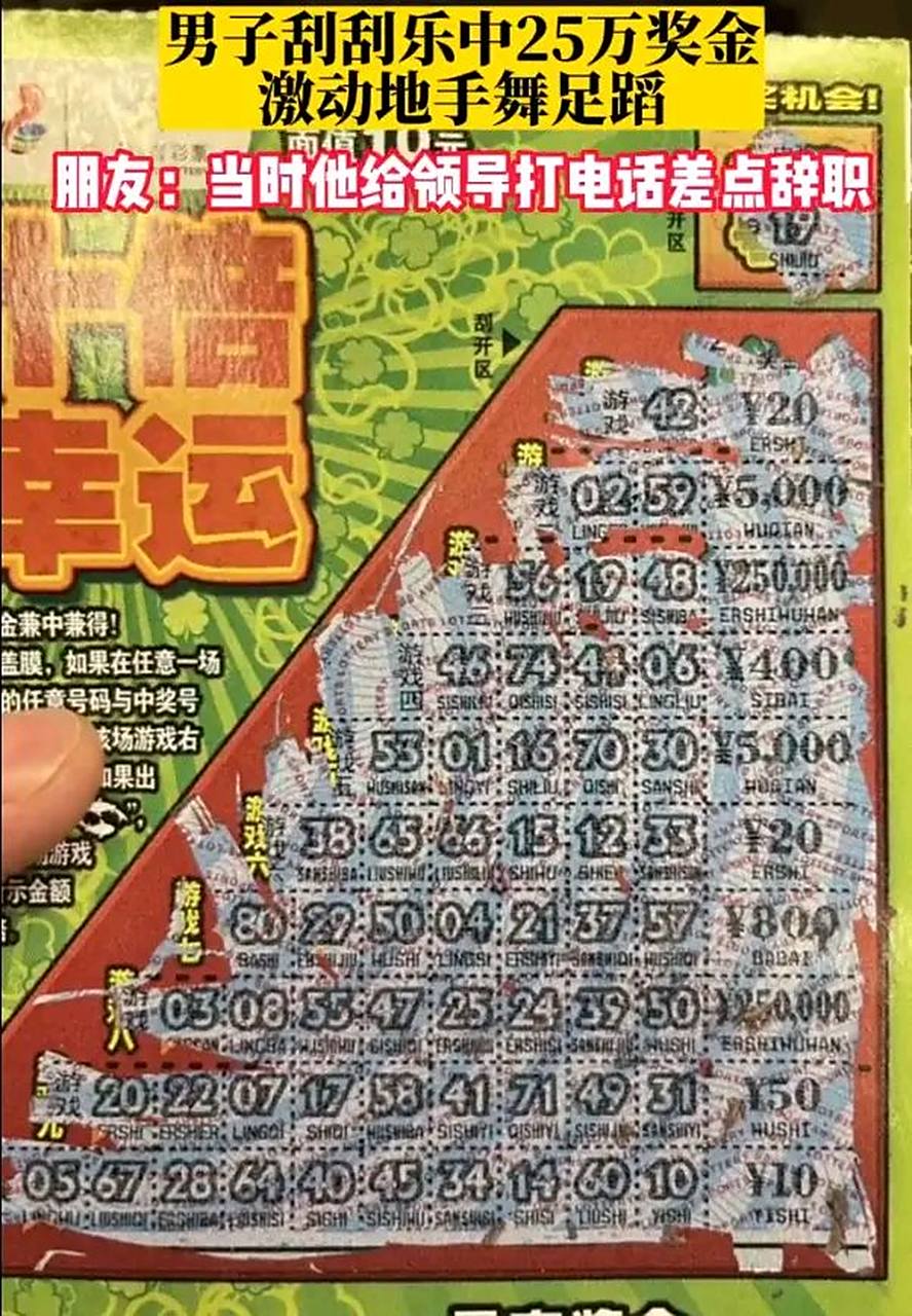 6月1日,安徽合肥,一外卖员刮刮乐中25万奖金激动得手舞足蹈.