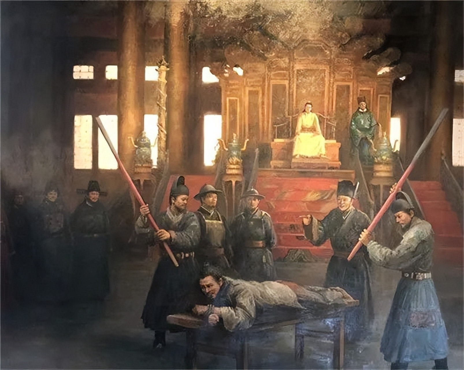 明朝大太监魏忠贤掌管东厂时杖刑所用的木杖,前面粗后面细,而且坚韧无