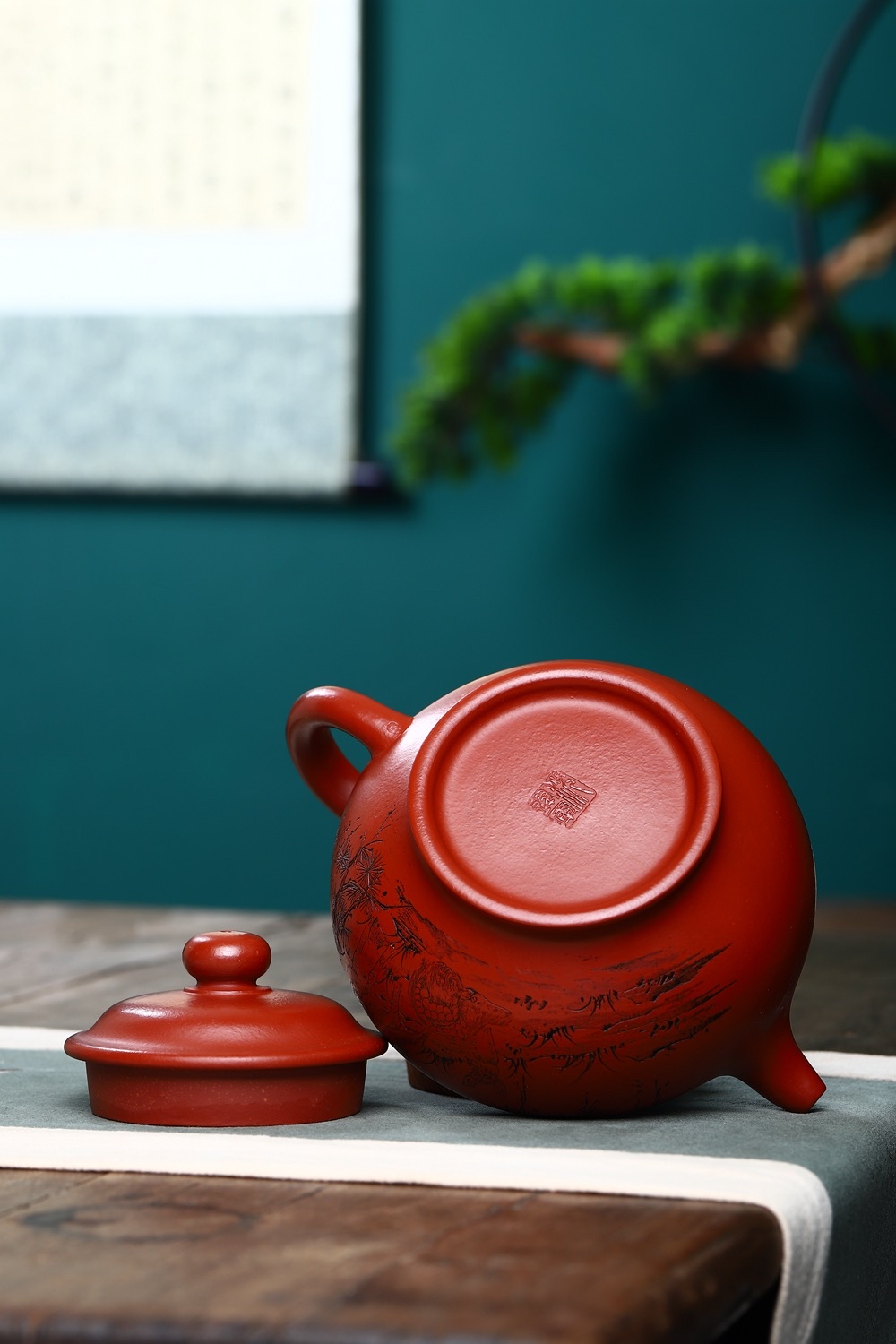 宜兴紫砂壶沈建军全手工掇只原矿大红袍760cc